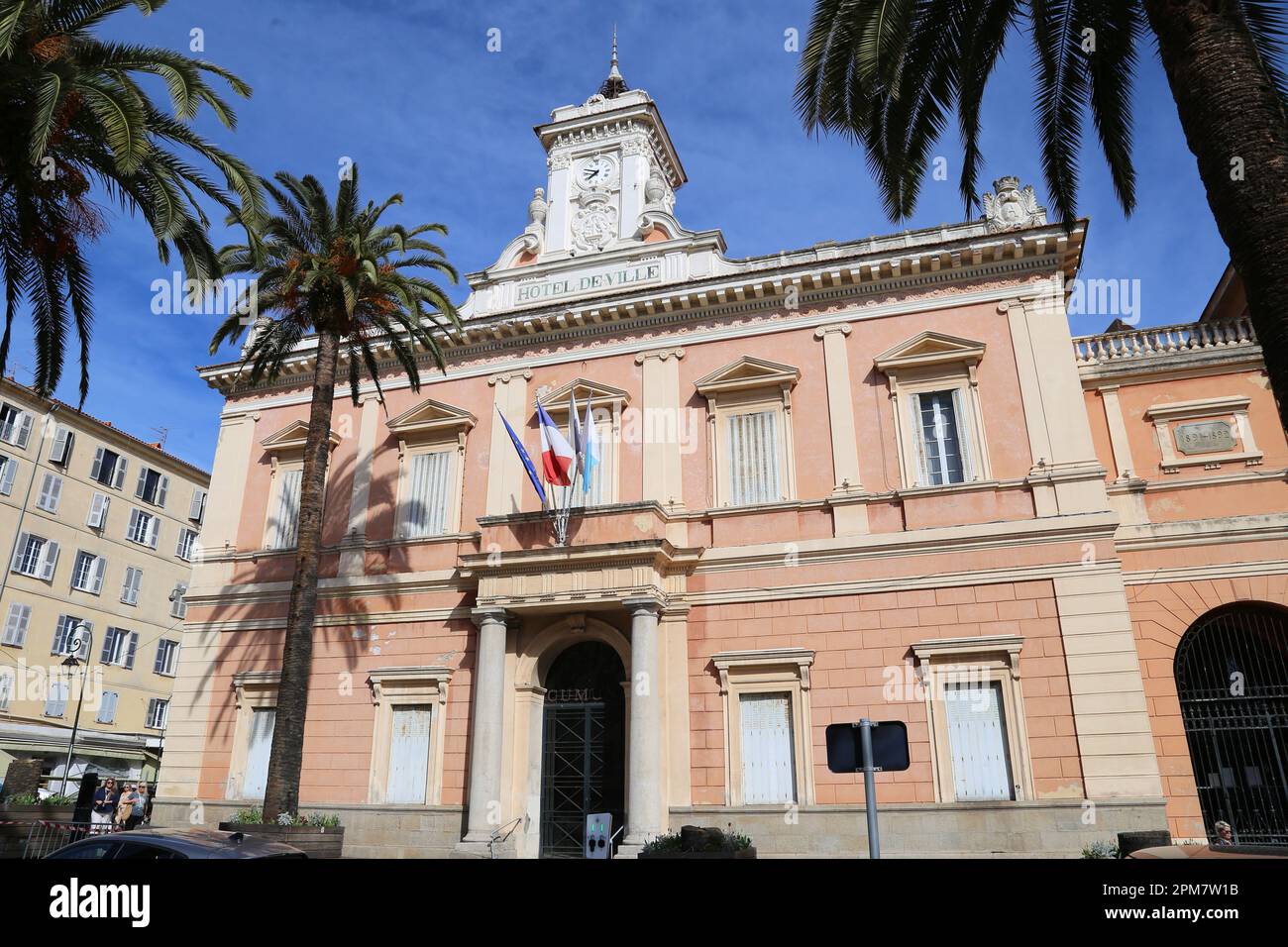 Hôtel de Ville (Town Hall), Place Marshal Foch, Avenue Antoine Serafini, Ajaccio, Corse-du-Sud, Corsica, France, Mediterranean Sea, Europe Stock Photo