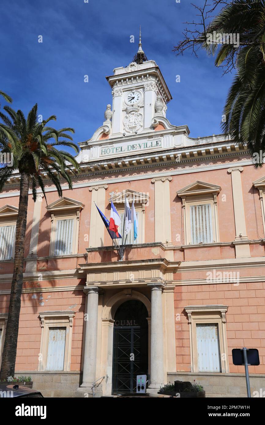 Hôtel de Ville (Town Hall), Place Marshal Foch, Avenue Antoine Serafini, Ajaccio, Corse-du-Sud, Corsica, France, Mediterranean Sea, Europe Stock Photo