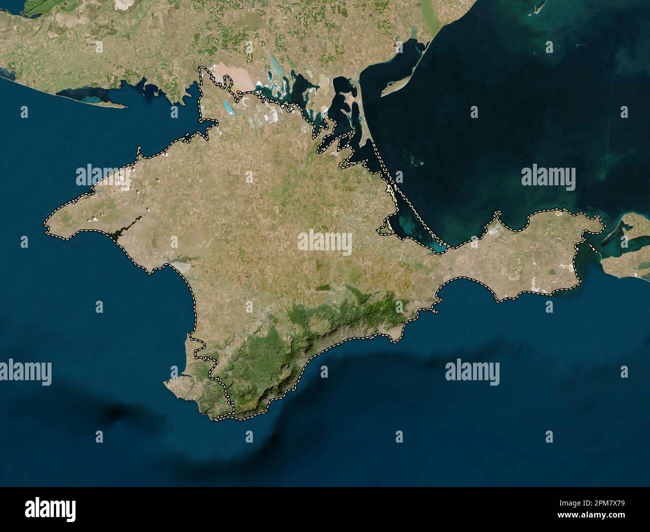 Crimea, autonomous republic of Ukraine. Low resolution satellite map Stock Photo