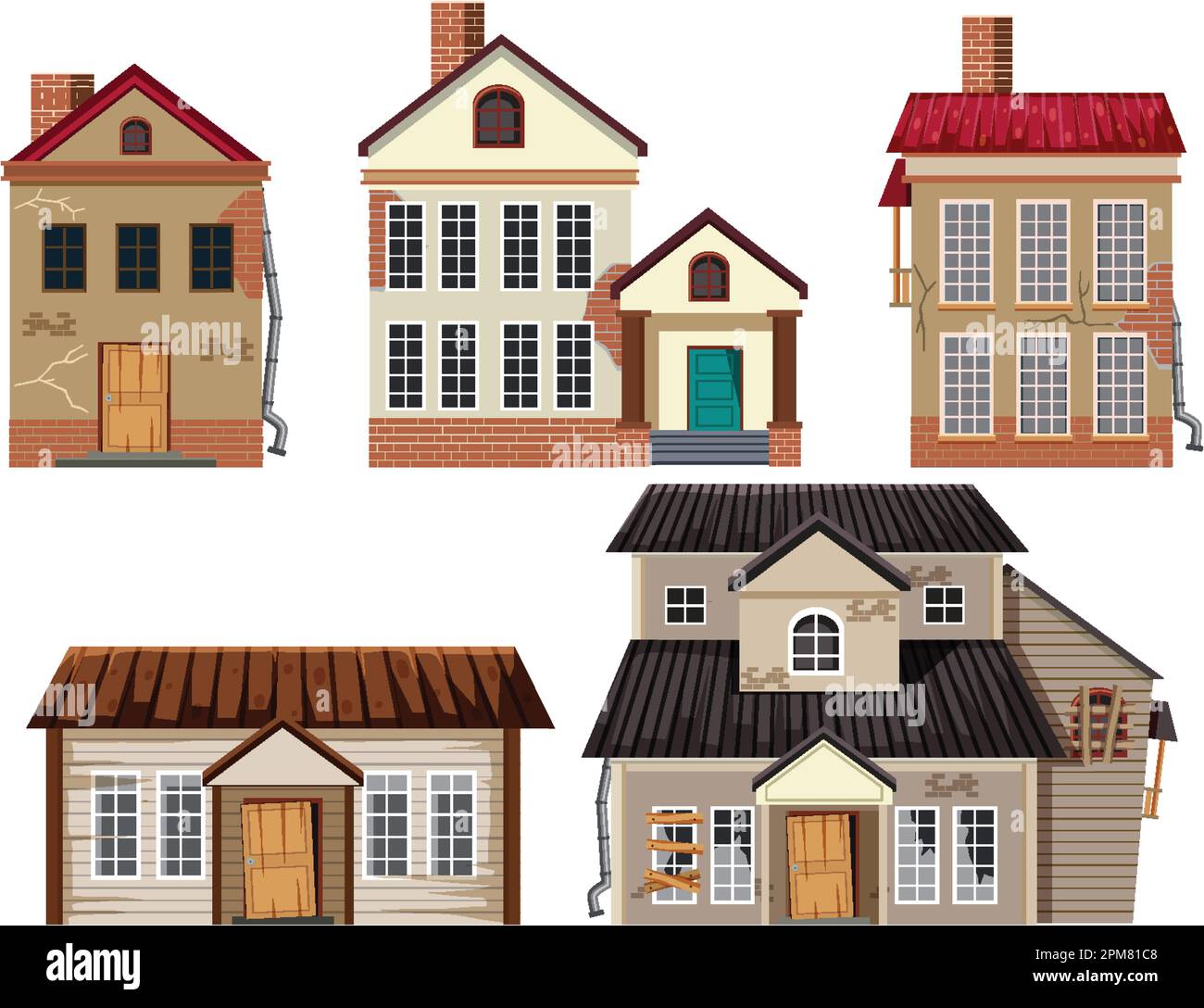 Set of old abandoned house illustration Stock Vector Image & Art - Alamy