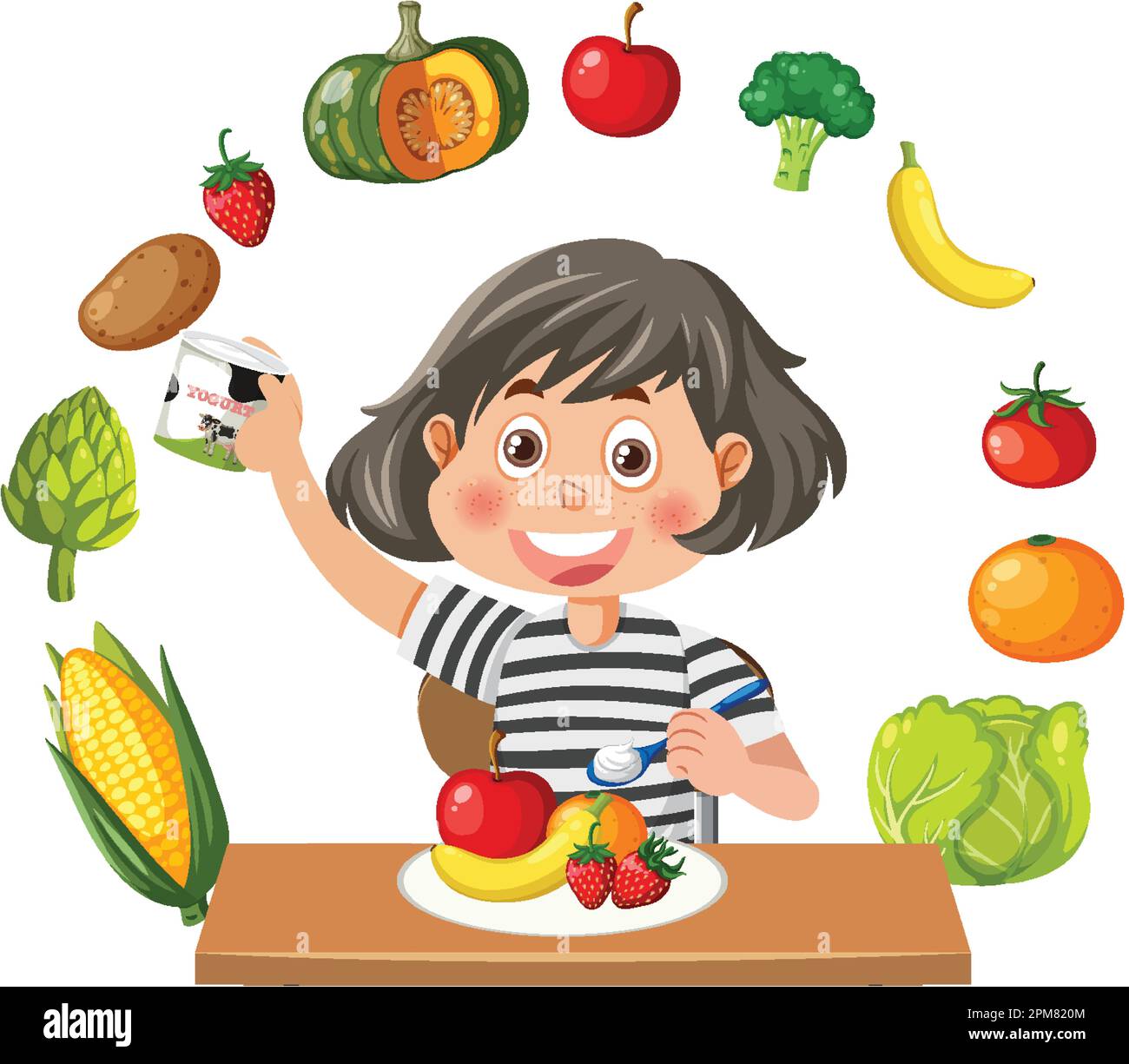 girl-eating-healthy-breakfast-illustration-stock-vector-image-art-alamy