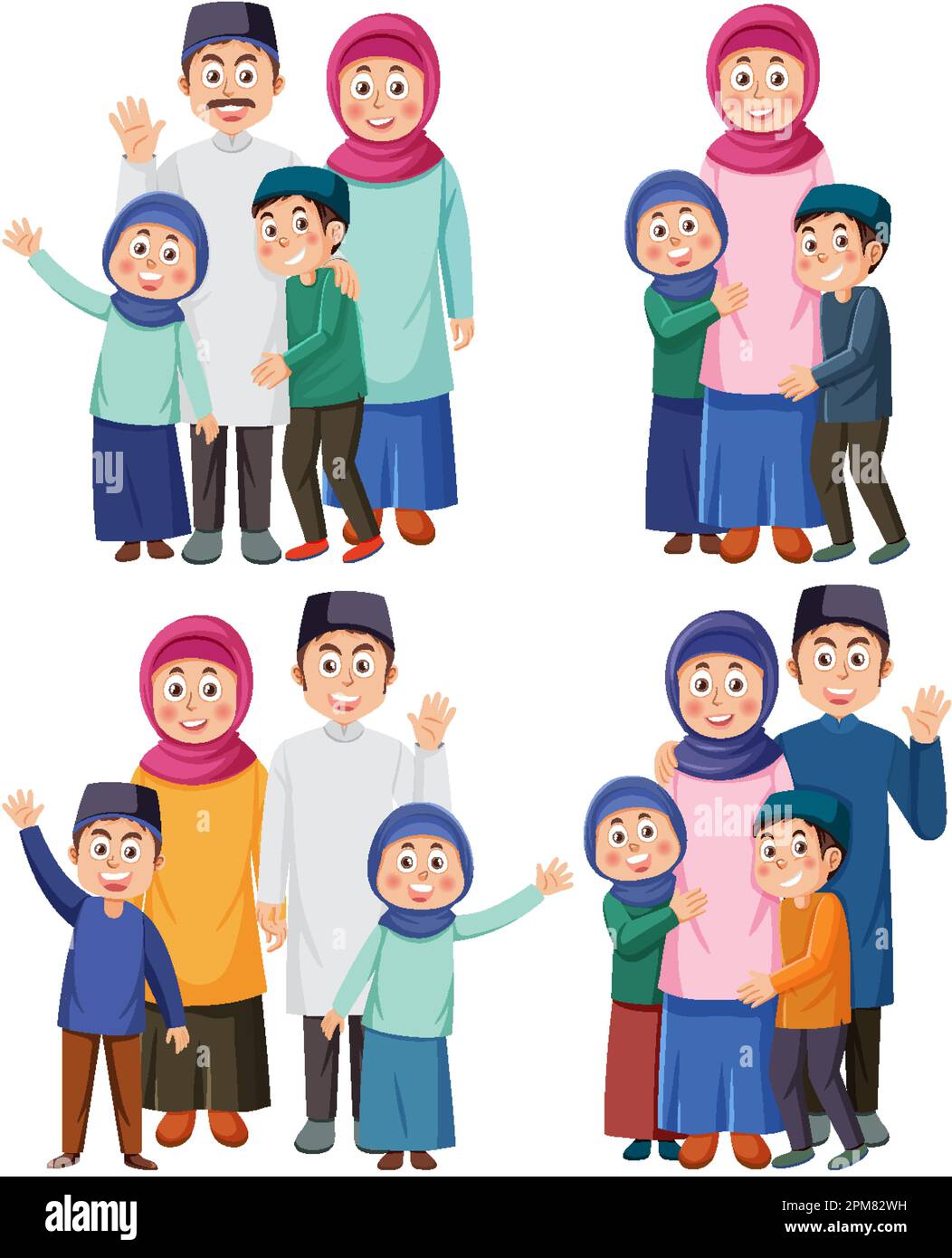 Muslim cartoon characters set illustration Stock Vector