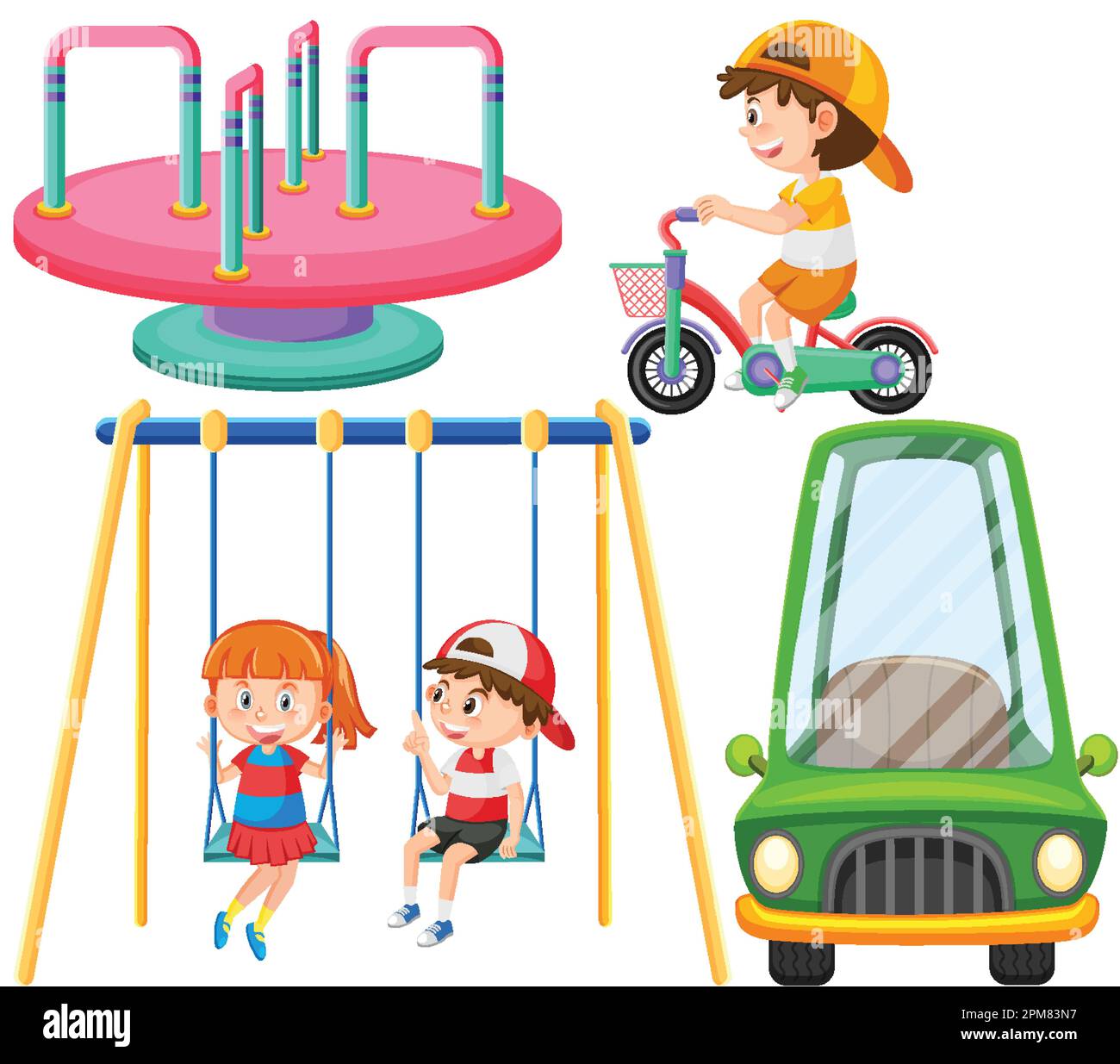 Set of children cartoon at playground illustration Stock Vector Image ...