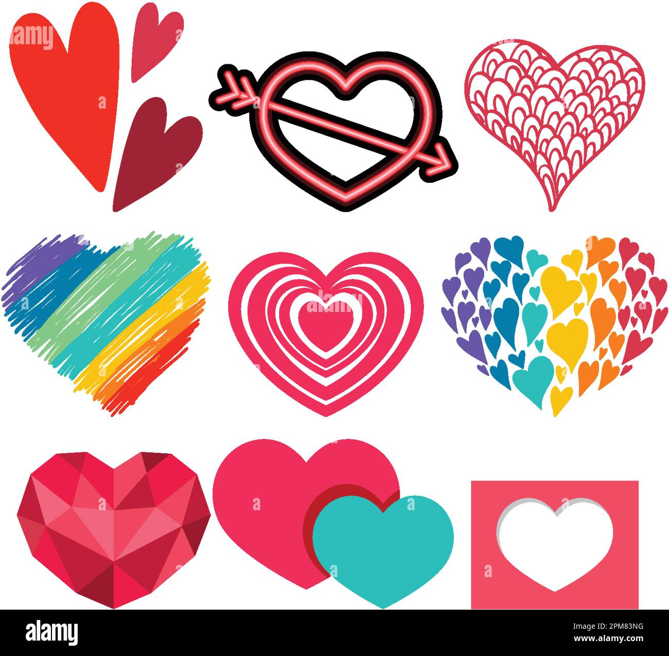Set of red heart illustration Stock Vector Image & Art - Alamy