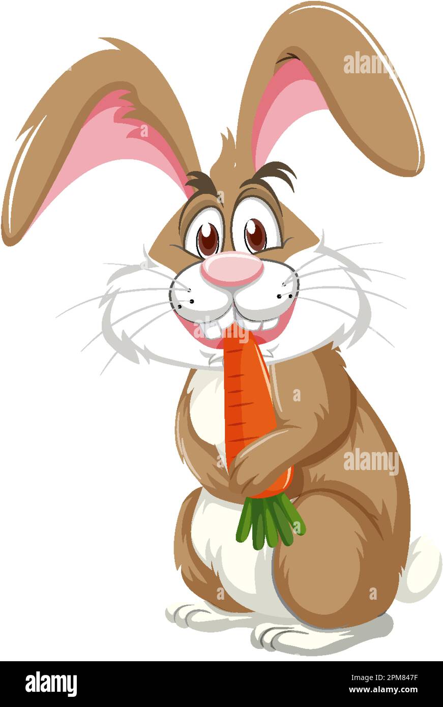 Funny Rabbit Eating Carrot Cartoon Character illustration Stock Vector