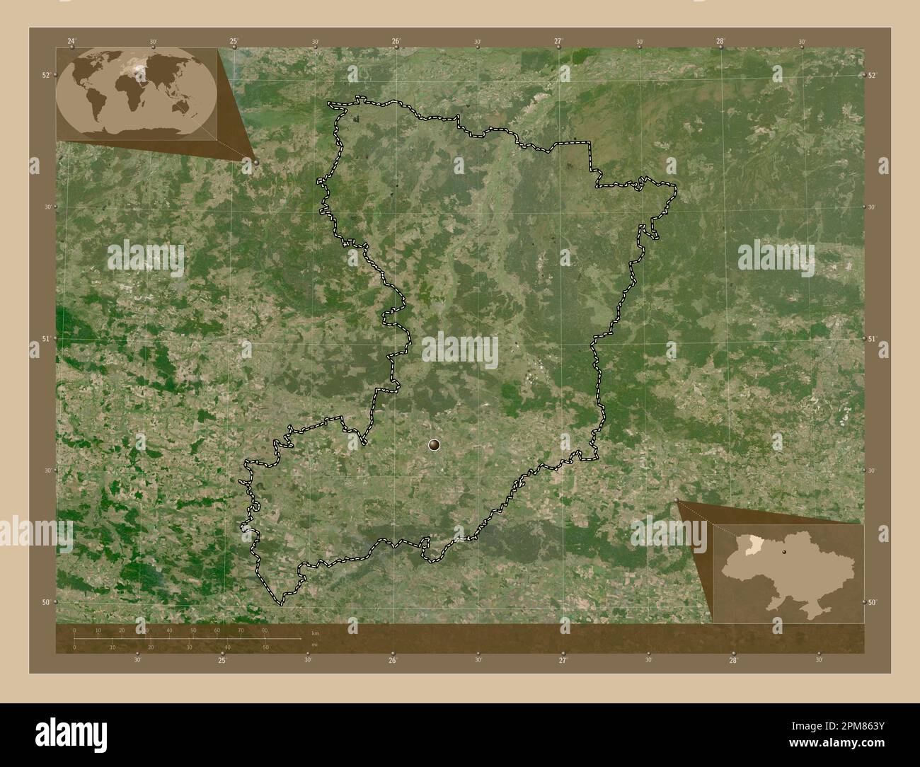 Map Realistic Rivne Rivne, region of Ukraine. Low resolution satellite map. Corner ...