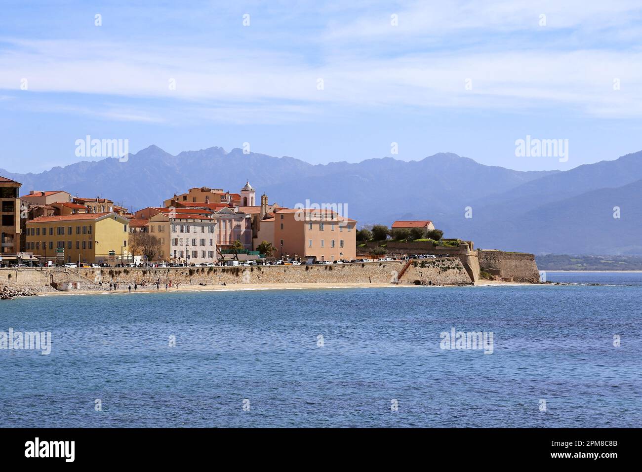 Old town and Citadelle, from Boulevard Pascal Rossini, Ajaccio, Corse-du-Sud, Corsica, France, Mediterranean Sea, Europe Stock Photo