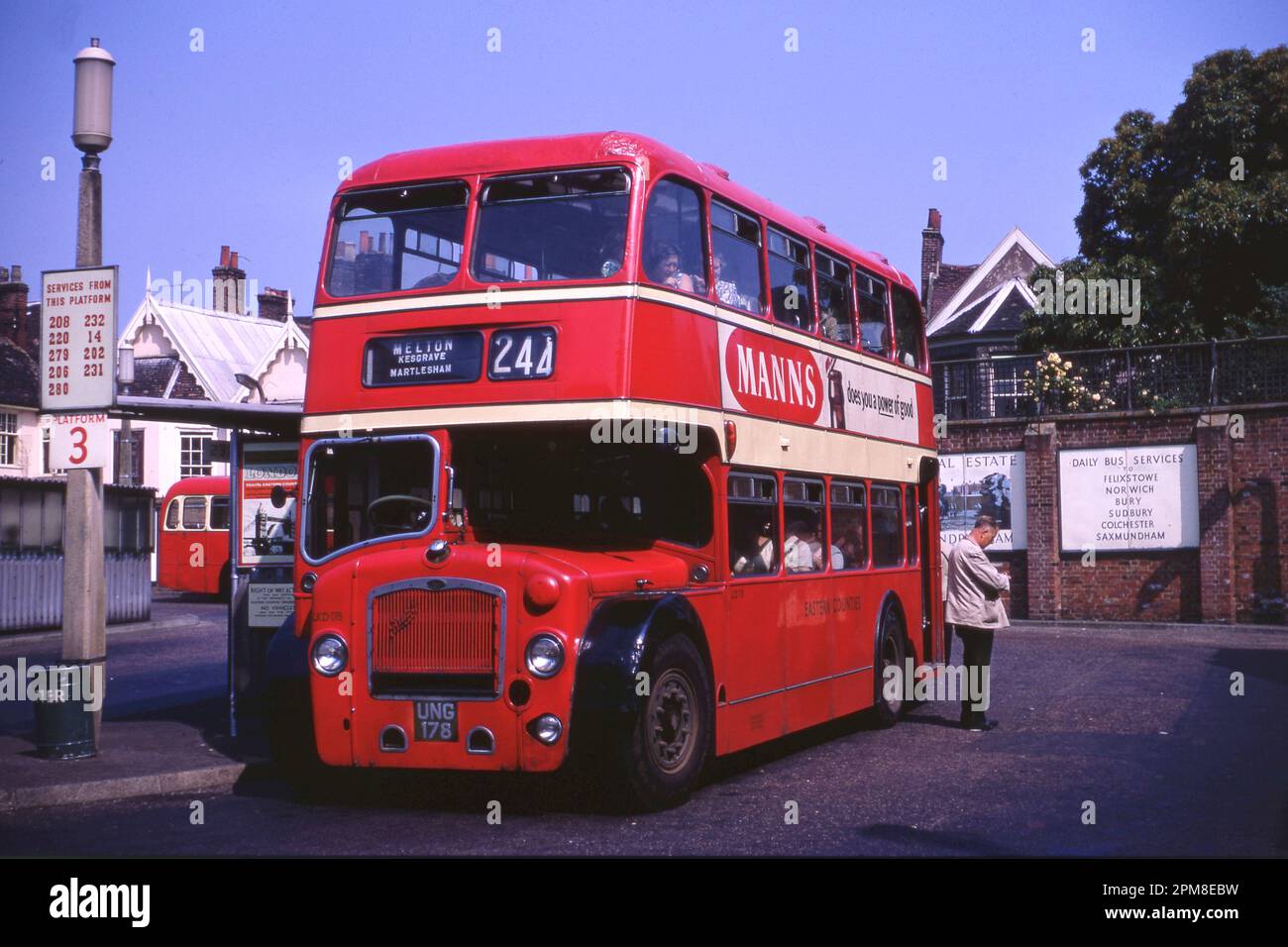 Bristol ECW Bus (UNG178) at Ipswich Bus Station on 22 July 1969   Photo by The Henshaw Archive Stock Photo