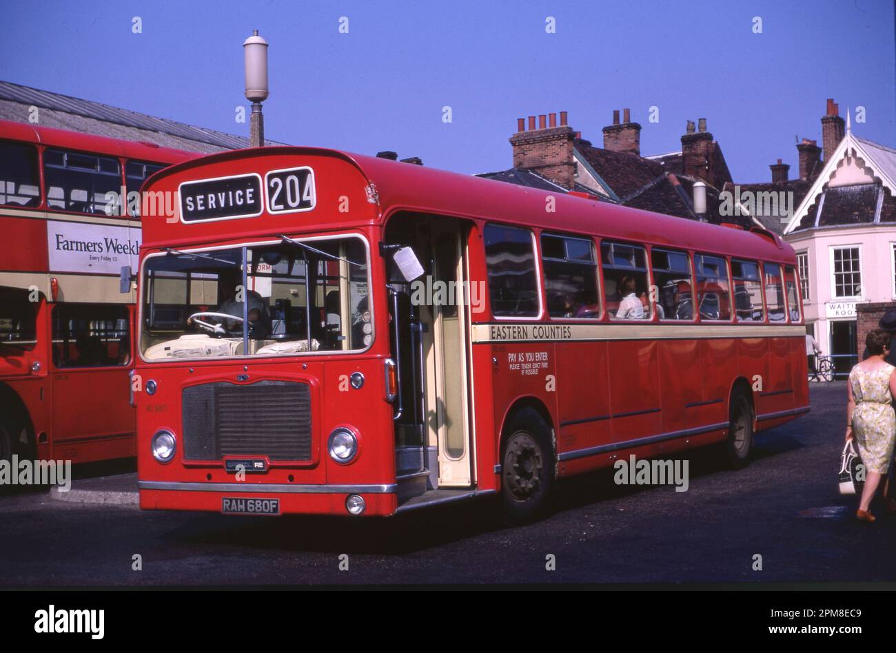 Bristol ECW Bus (RAH680F) taken at Ipswich Bus Station 22 July 1969   Photo by The Henshaw Archive Stock Photo
