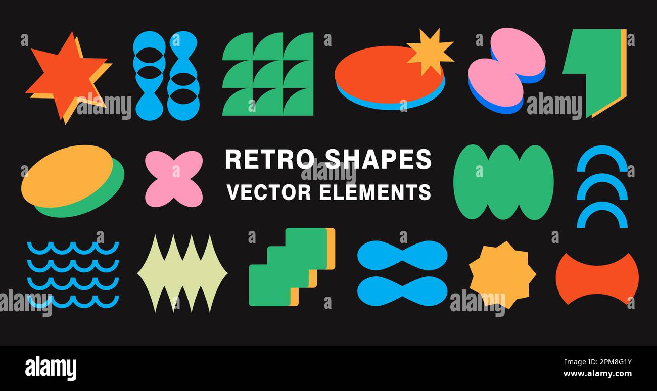 Retro abstract geometric shapes collection Set Stock Vector Image & Art ...