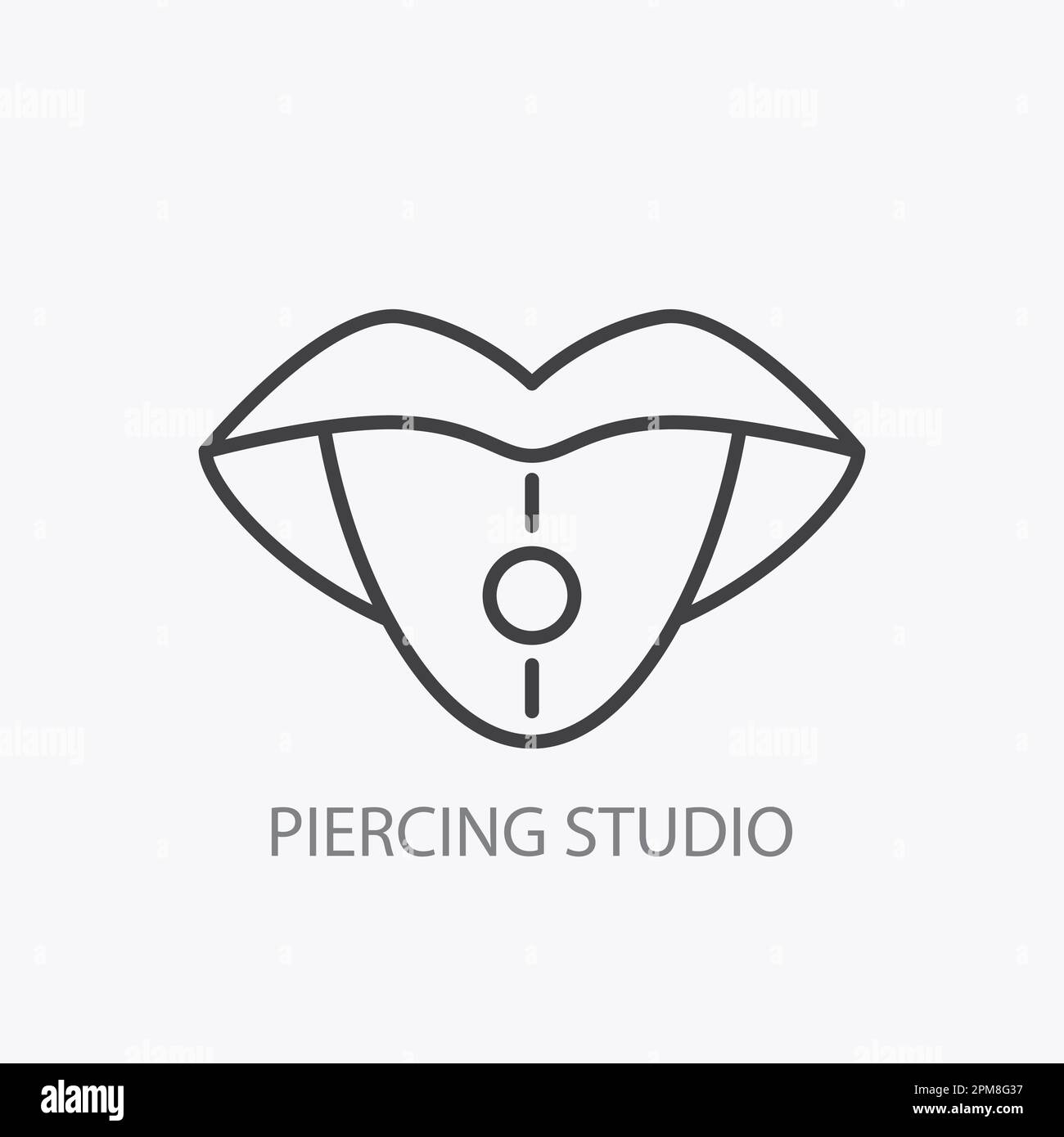 Piercing Studio Logo Template. Pierced Tongue Icon Stock Vector