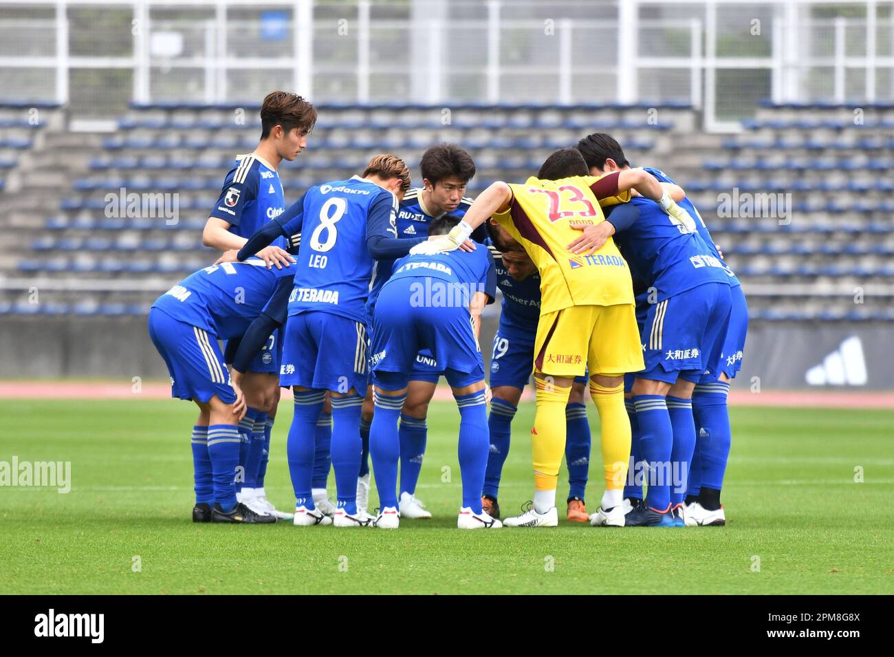 Tokyo, Japan. 8th Apr, 2023. FC Machida Zelvia players huddle before