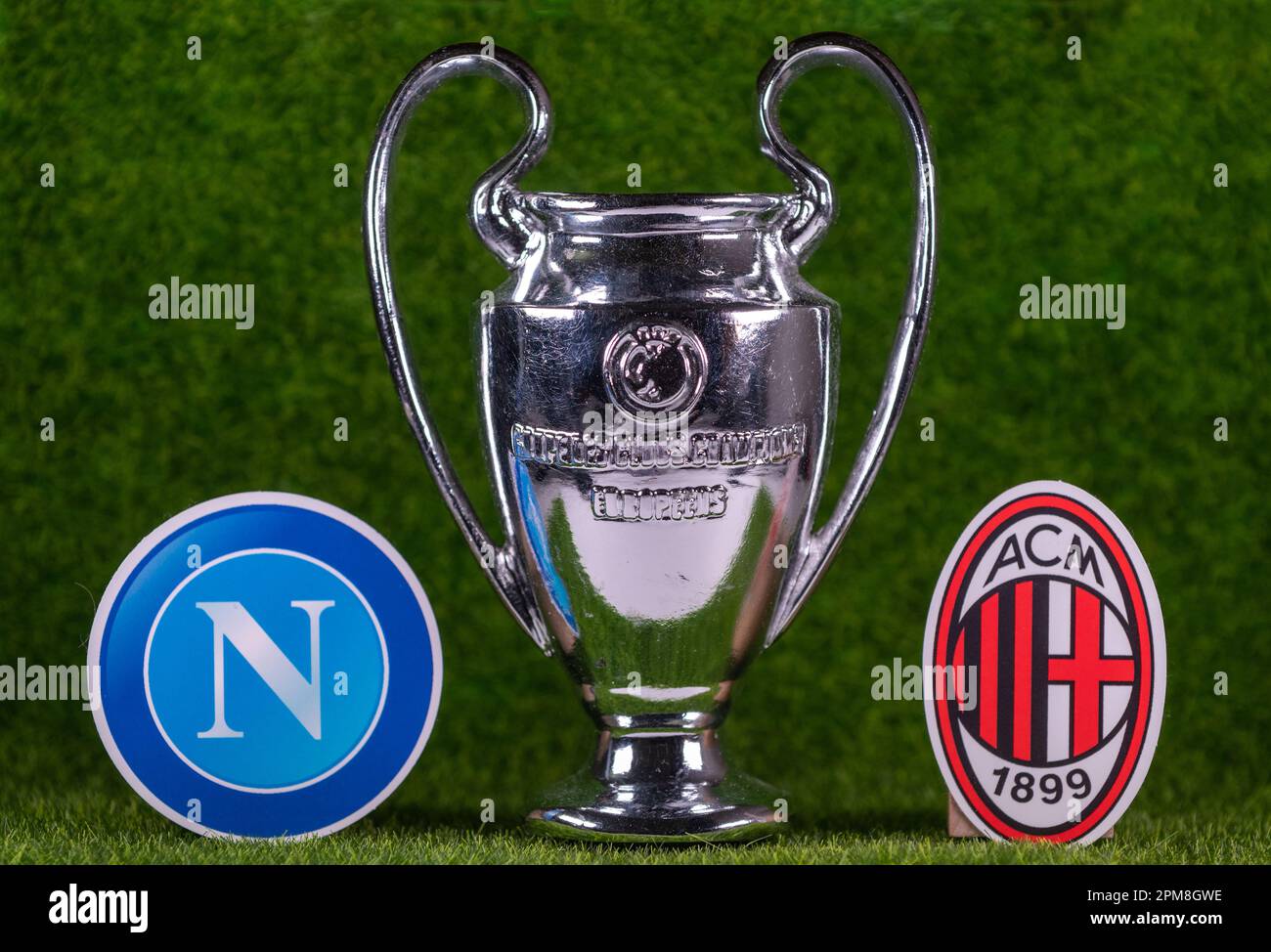 March 22, 2023. Moscow, Russia. Emblems of the clubs participating in