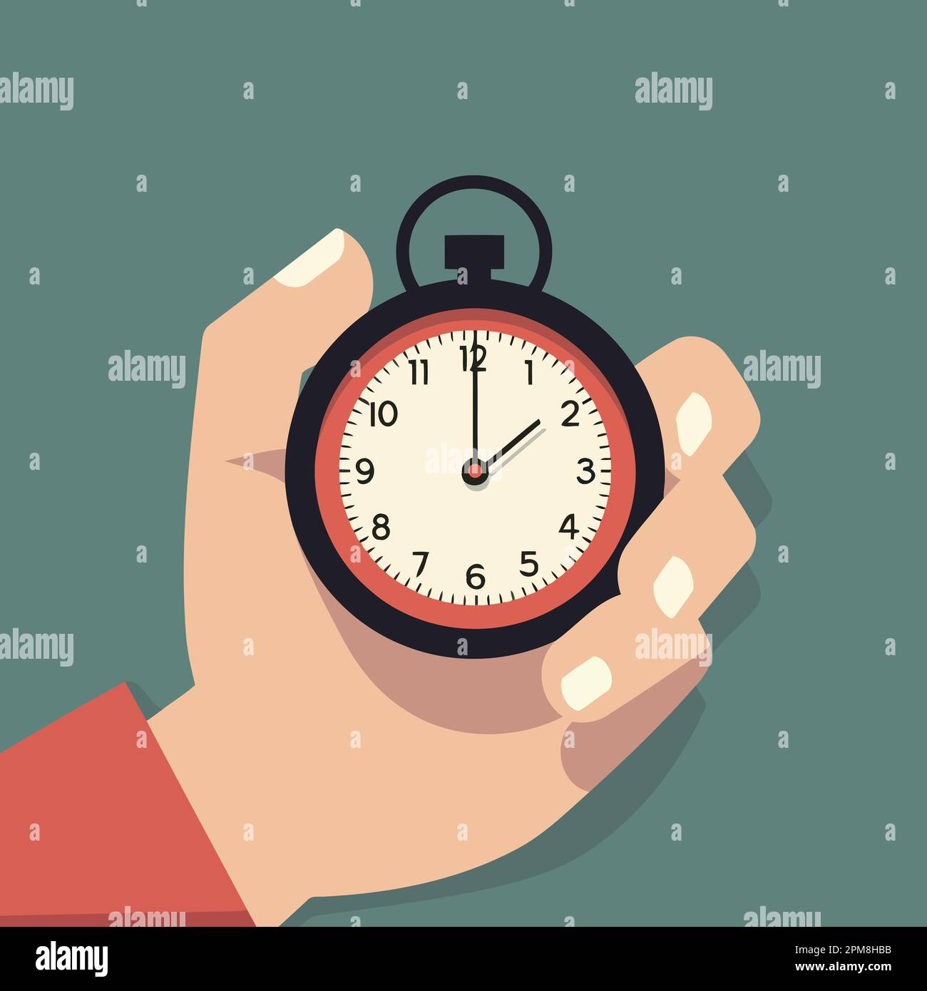 stopwatch in a human hand minimalist vector illustration Stock Vector ...