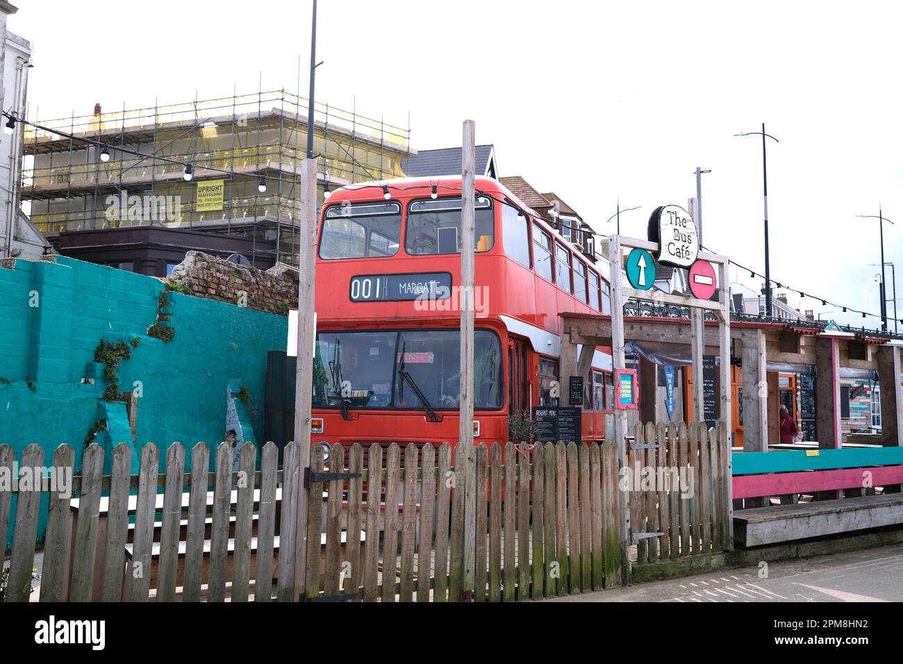 the red bus cafe in margate town,east kent,uk april 2023 Stock Photo