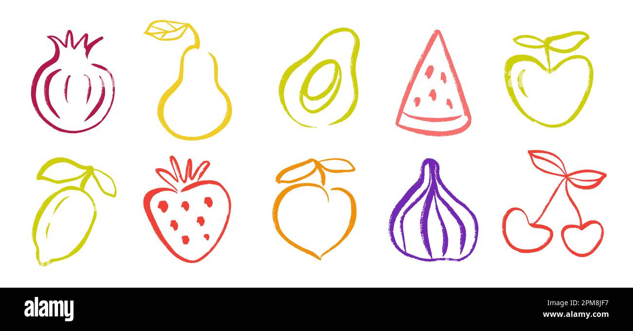 Organic fruit drawing set vector illustration Stock Vector Image & Art ...