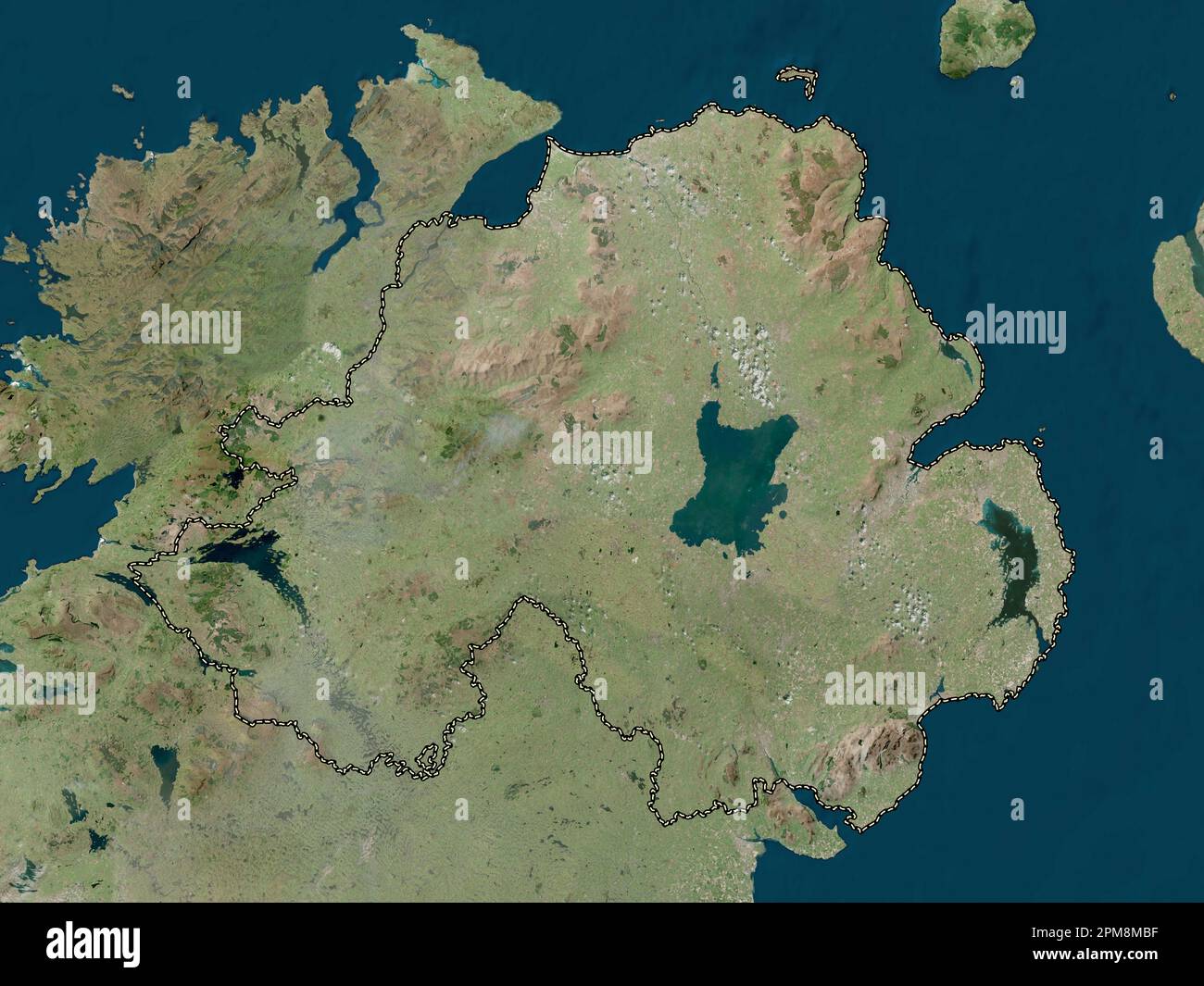 Northern Ireland, region of United Kingdom. High resolution satellite map Stock Photo