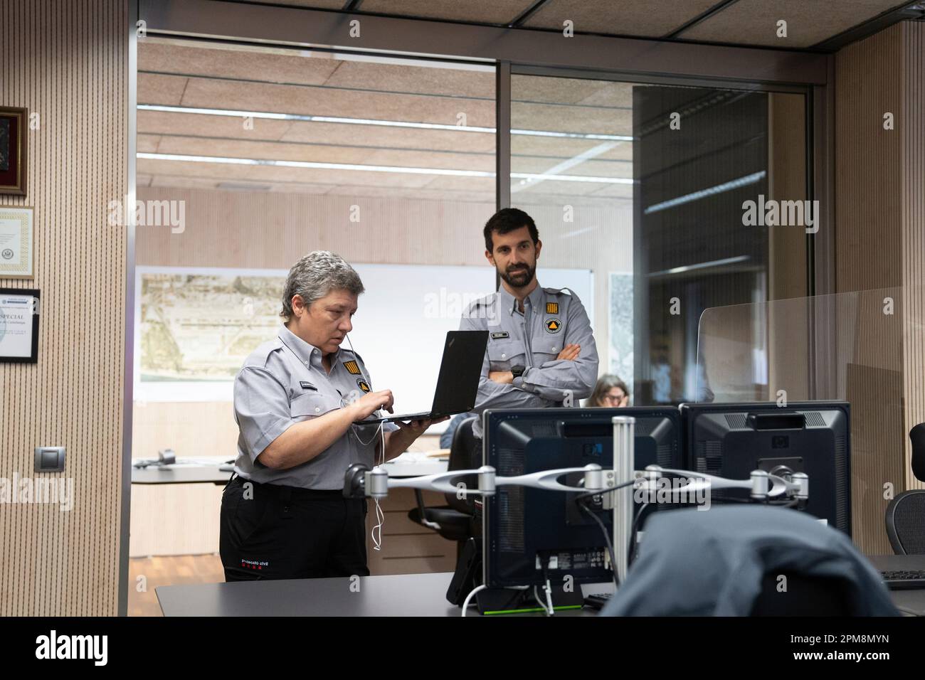 The deputy director of Protecció Civil, Imma Solé, during a test of