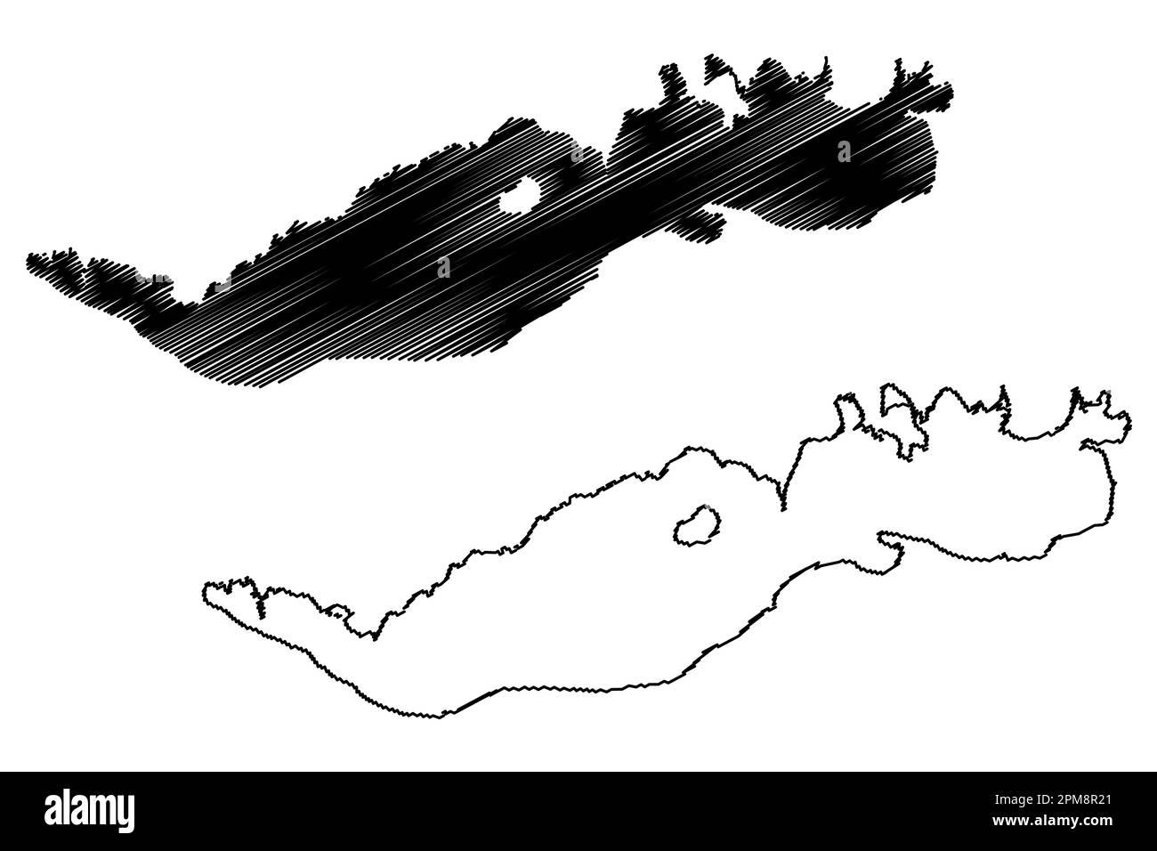 Lake Moeris (Africa, Arab Republic of Egypt) map vector illustration, scribble sketch Birket Qarun map Stock Vector
