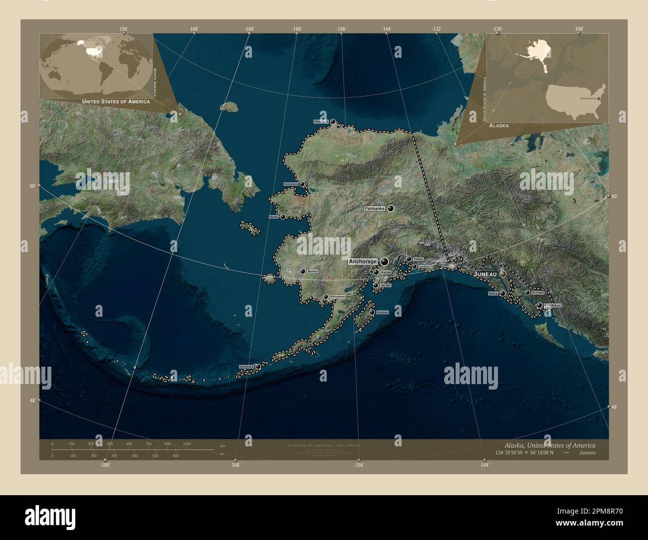 Alaska, state of United States of America. High resolution satellite