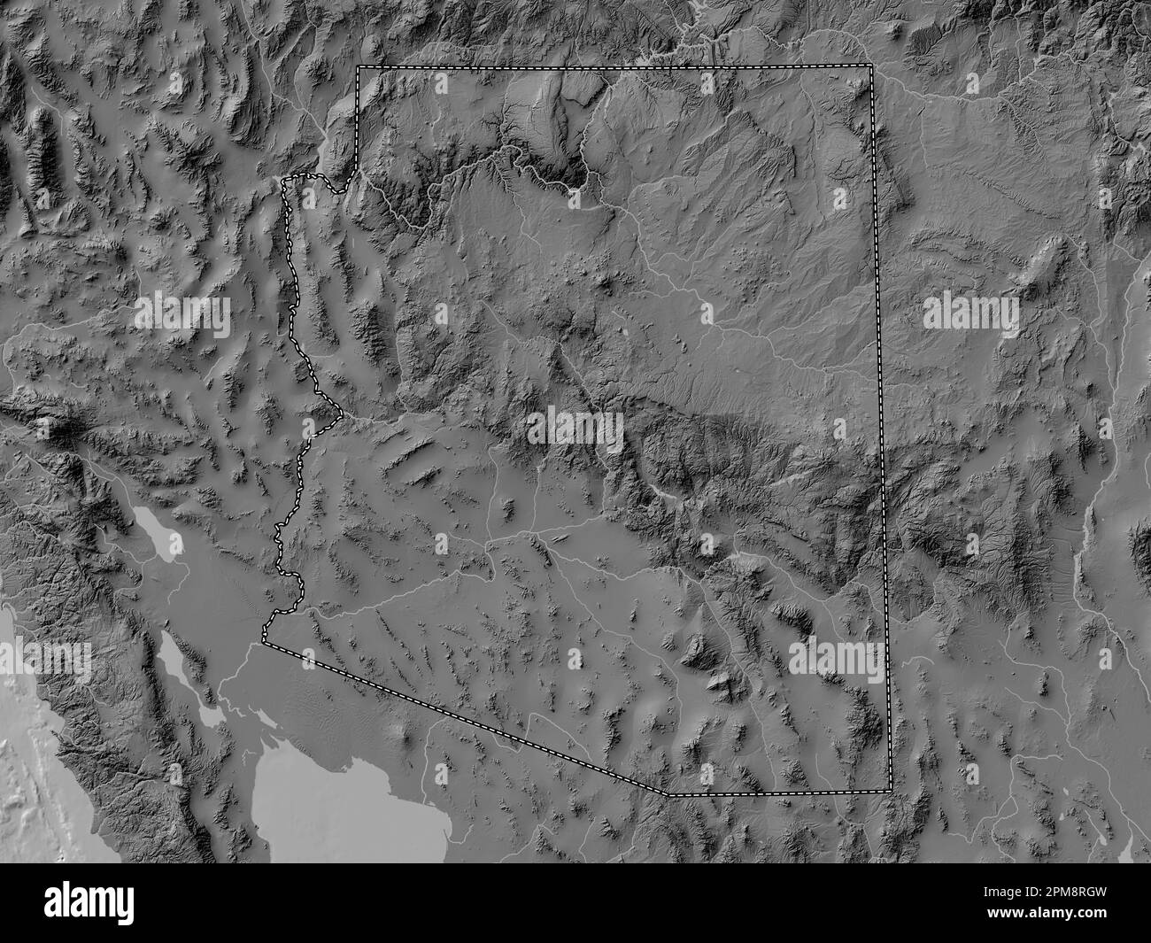 Arizona state of United States - Arizona State Of United States Of America Bilevel Elevation Map With Lakes And Rivers 2PM8RGW