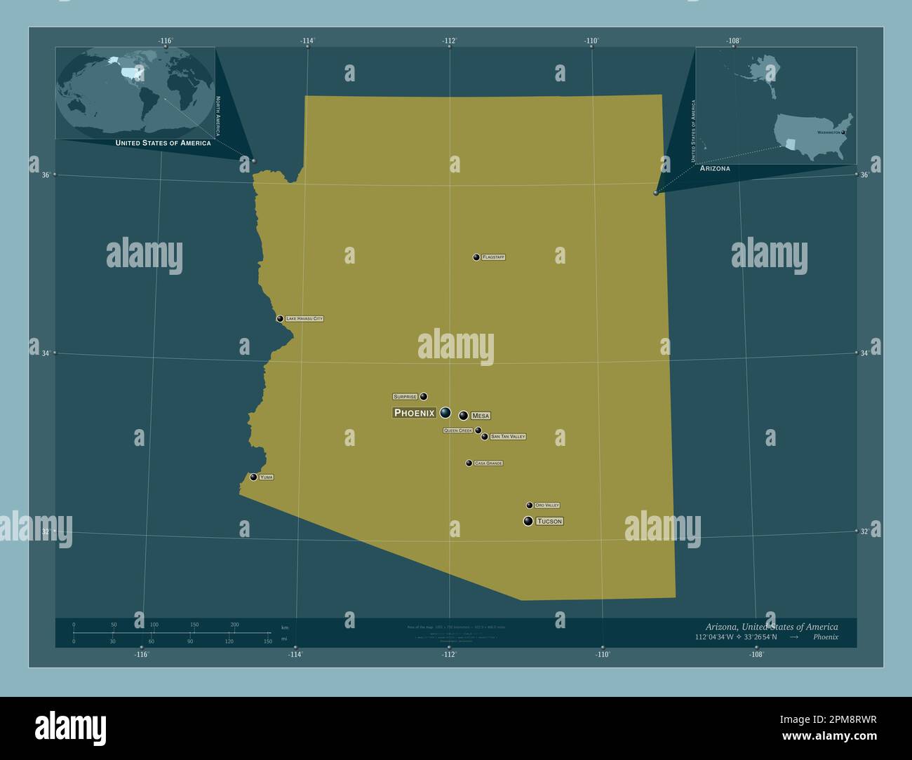 Arizona, state of United States of America. Solid color shape