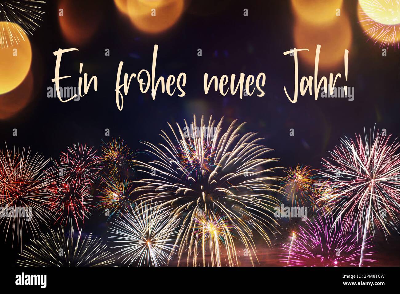FOTOMONTAGE, Feuerwerk, Neujahr, Silvester, ein frohes neues Jahr Stock Photo