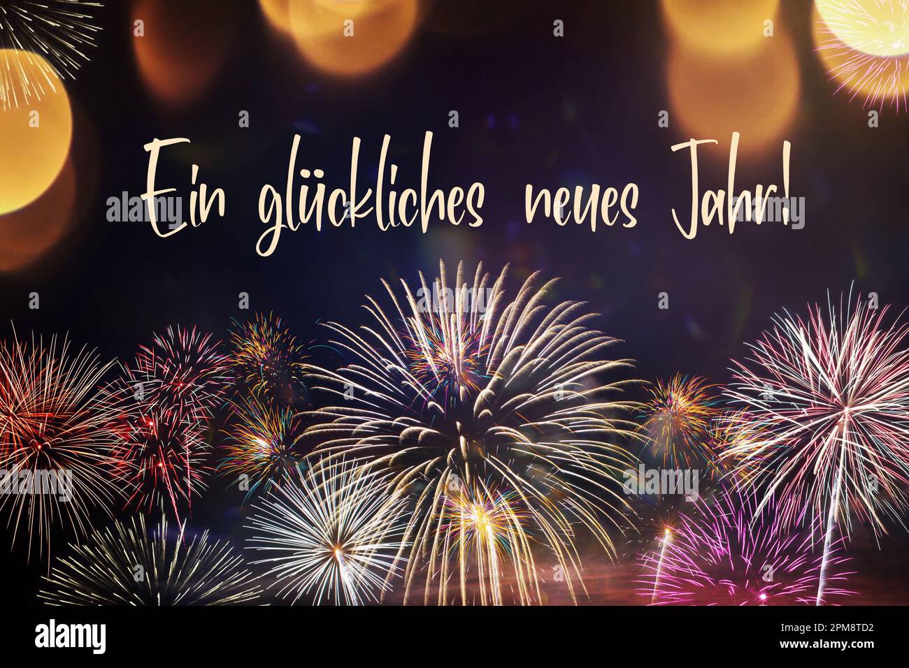 FOTOMONTAGE, Feuerwerk, Neujahr, Silvester, ein glückliches neues Jahr Stock Photo