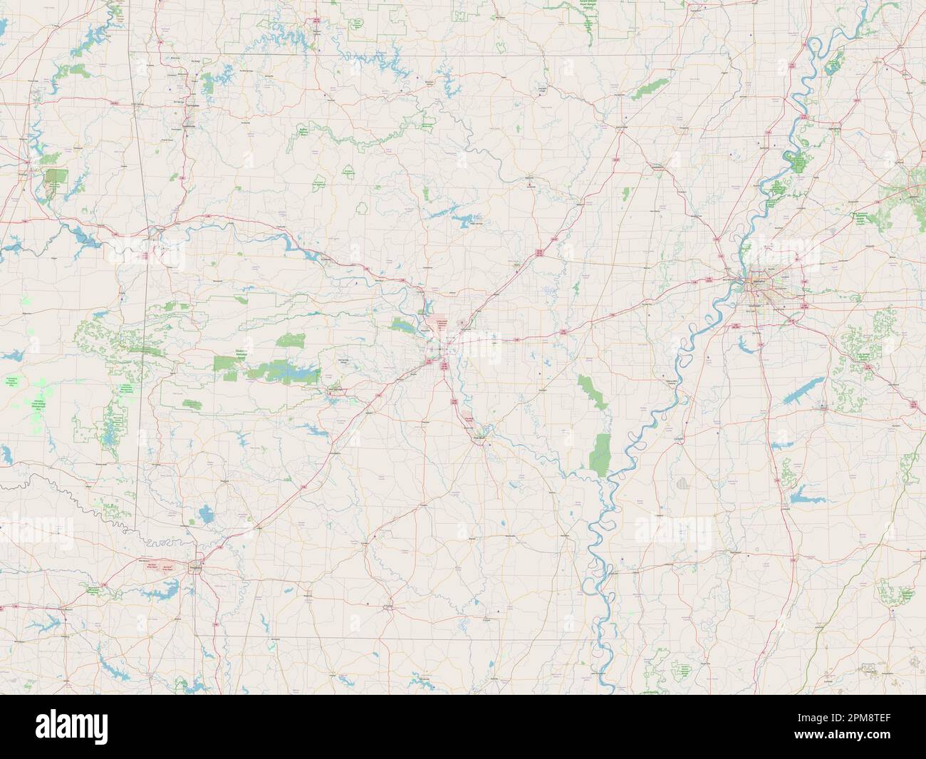 Arkansas, state of United States of America. Open Street Map Stock Photo