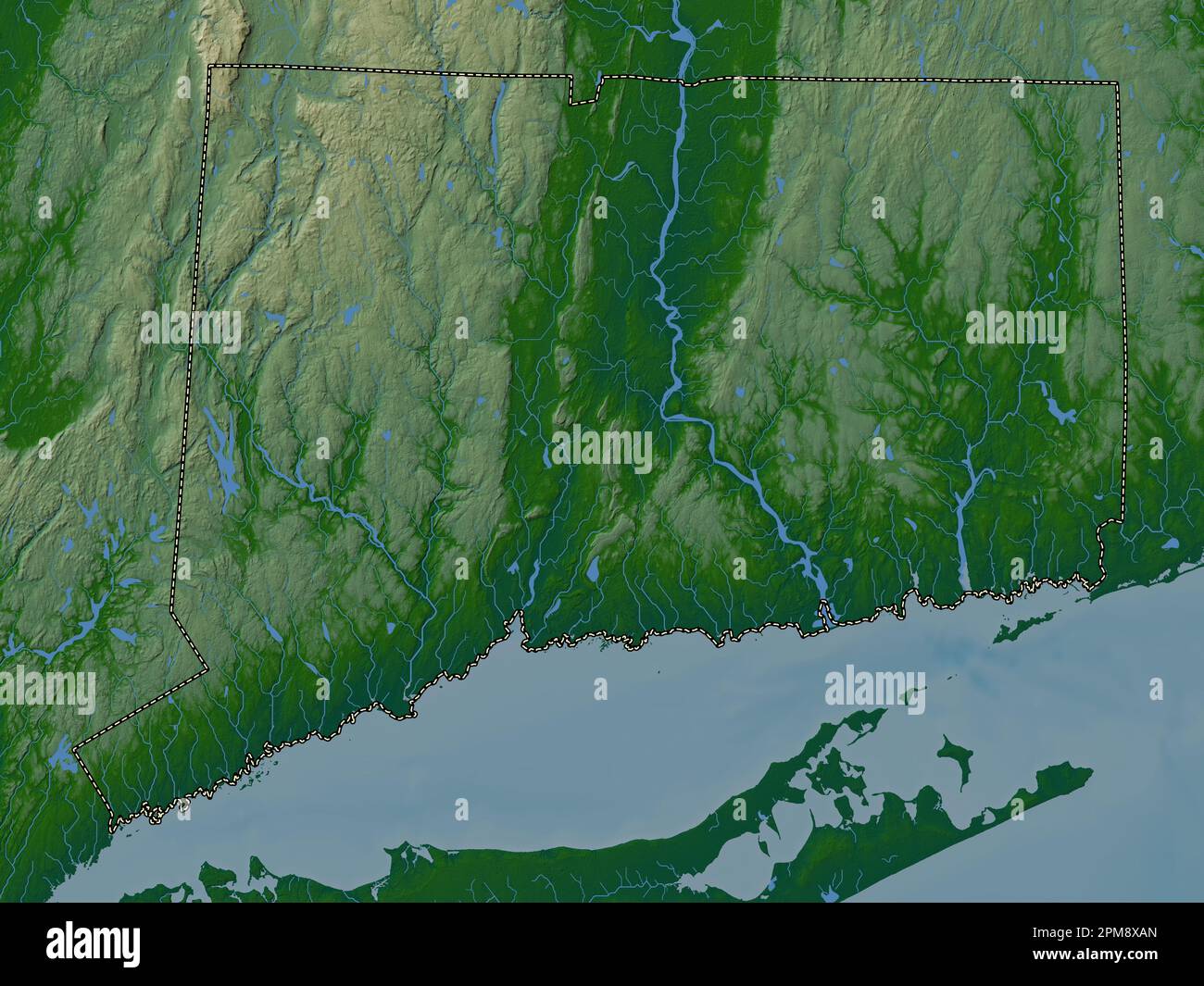 Connecticut state of United States - Connecticut State Of United States Of America Colored Elevation Map With Lakes And Rivers 2PM8XAN 