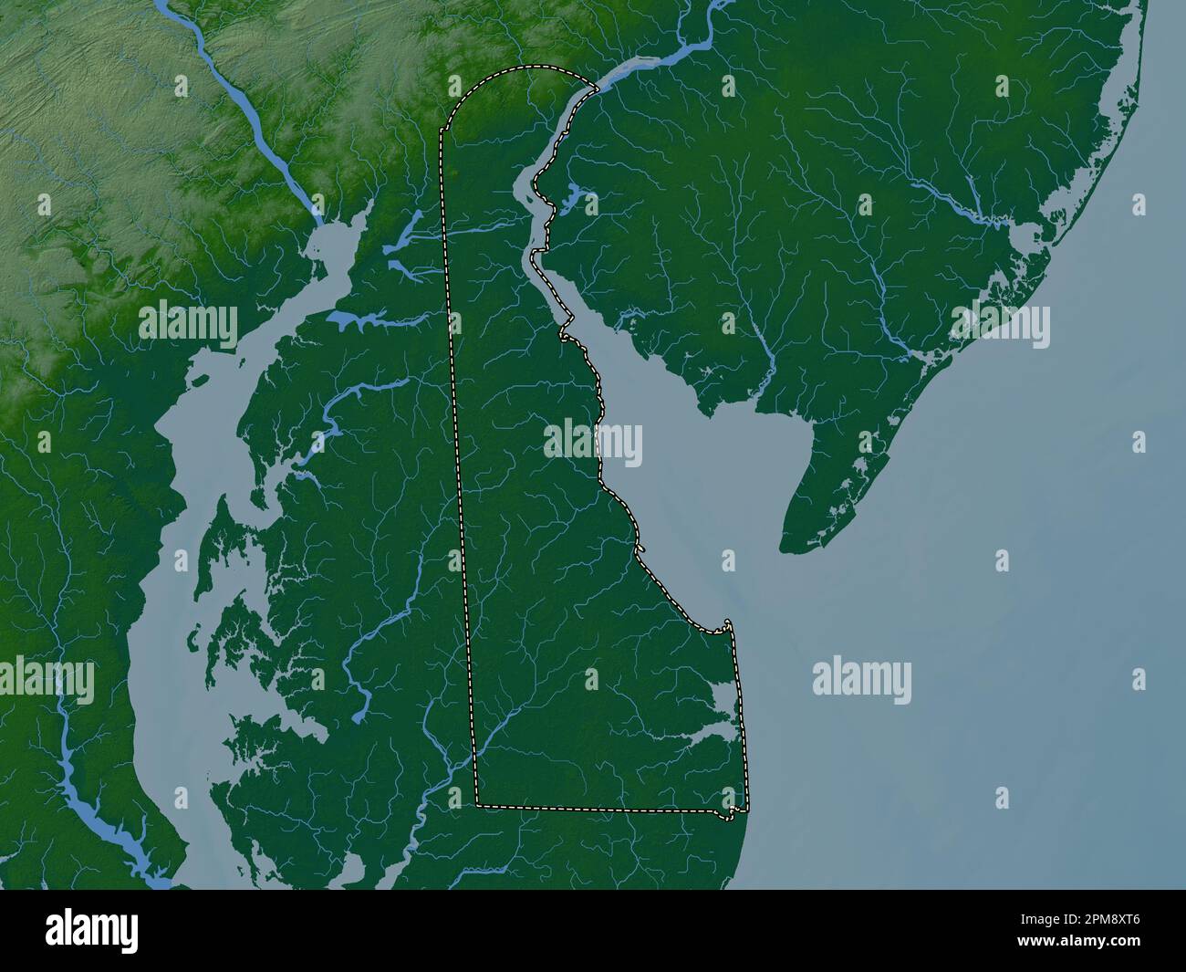 Delaware state of United States - Delaware State Of United States Of America Colored Elevation Map With Lakes And Rivers 2PM8XT6