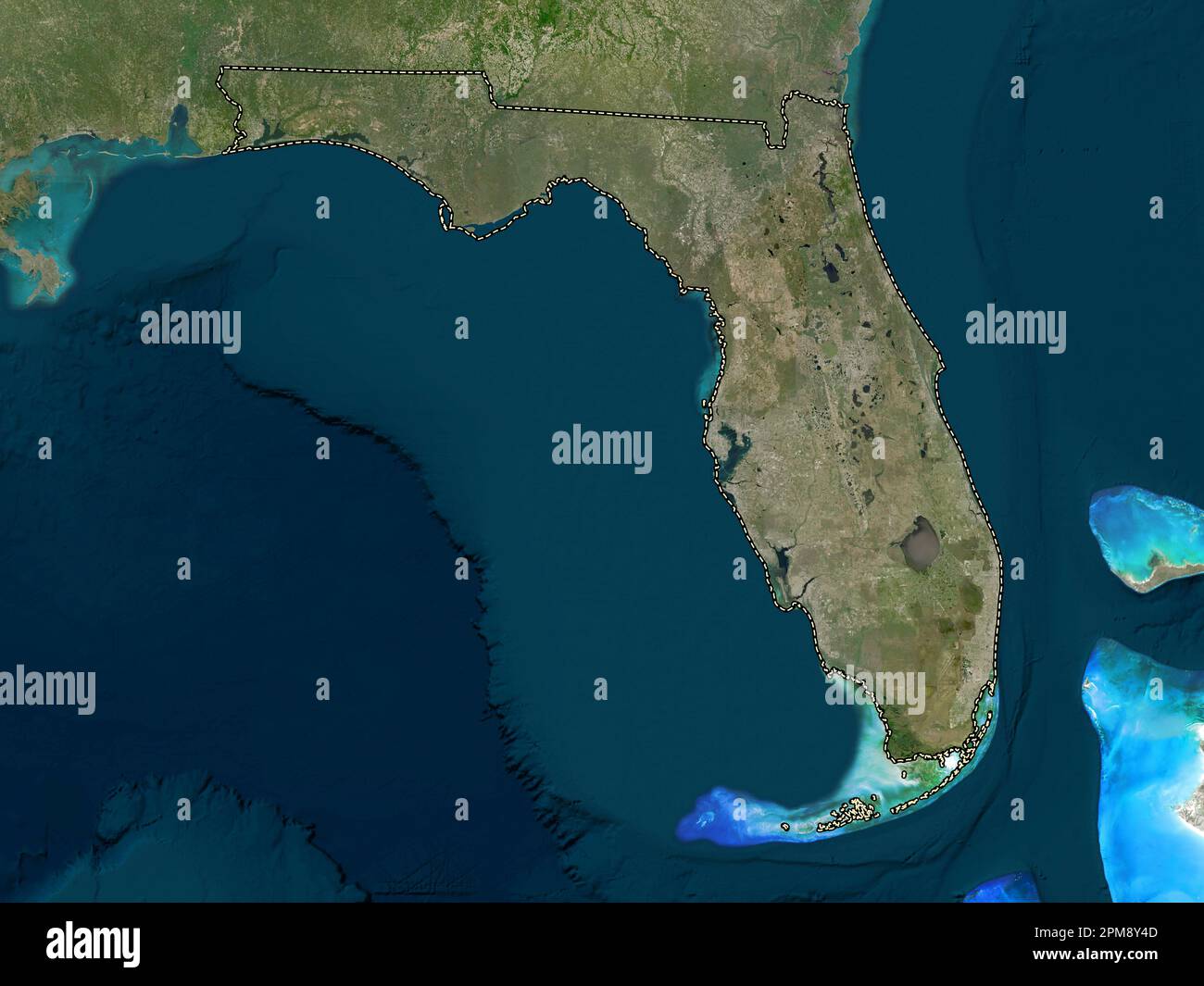 Florida state of United States - Florida State Of United States Of America Low Resolution Satellite Map 2PM8Y4D 