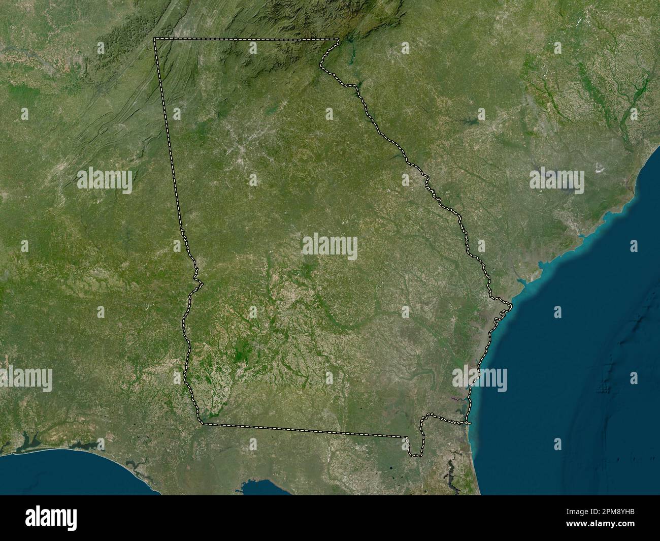 Georgia state of United States - Georgia State Of United States Of America Low Resolution Satellite Map 2PM8YHB 