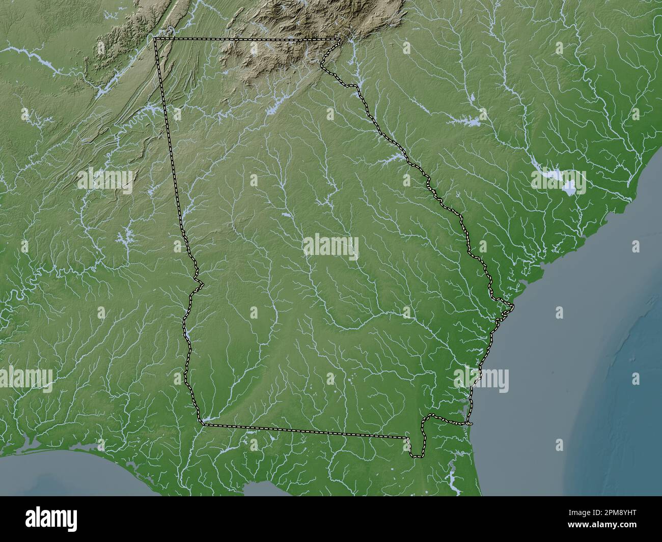 Georgia state of United States - Georgia State Of United States Of America Elevation Map Colored In Wiki Style With Lakes And Rivers 2PM8YHT