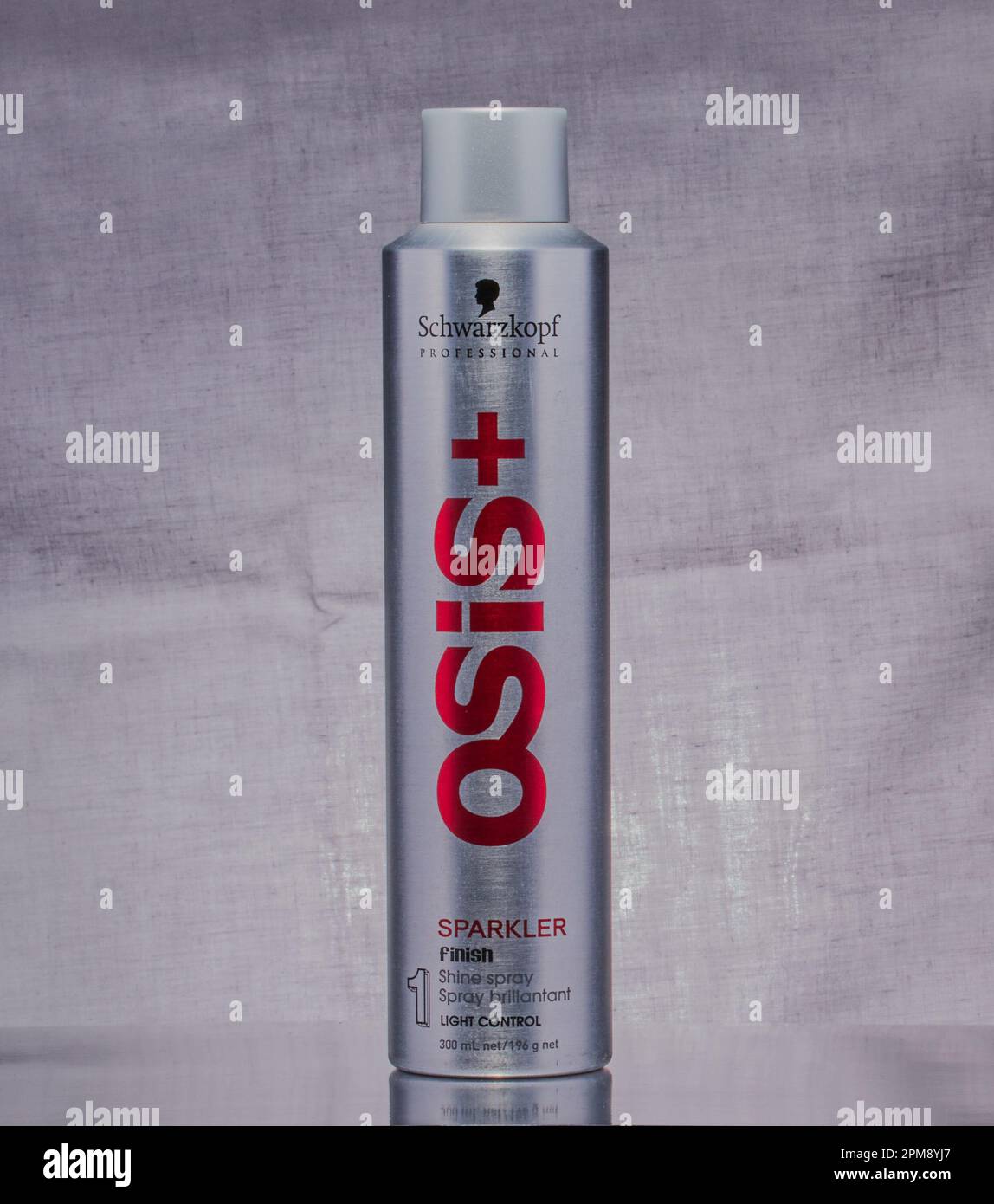Mansfield,Nottingham,United Kingdom:Studio product image of Schwarzkopf Oasis hair spray. Stock Photo