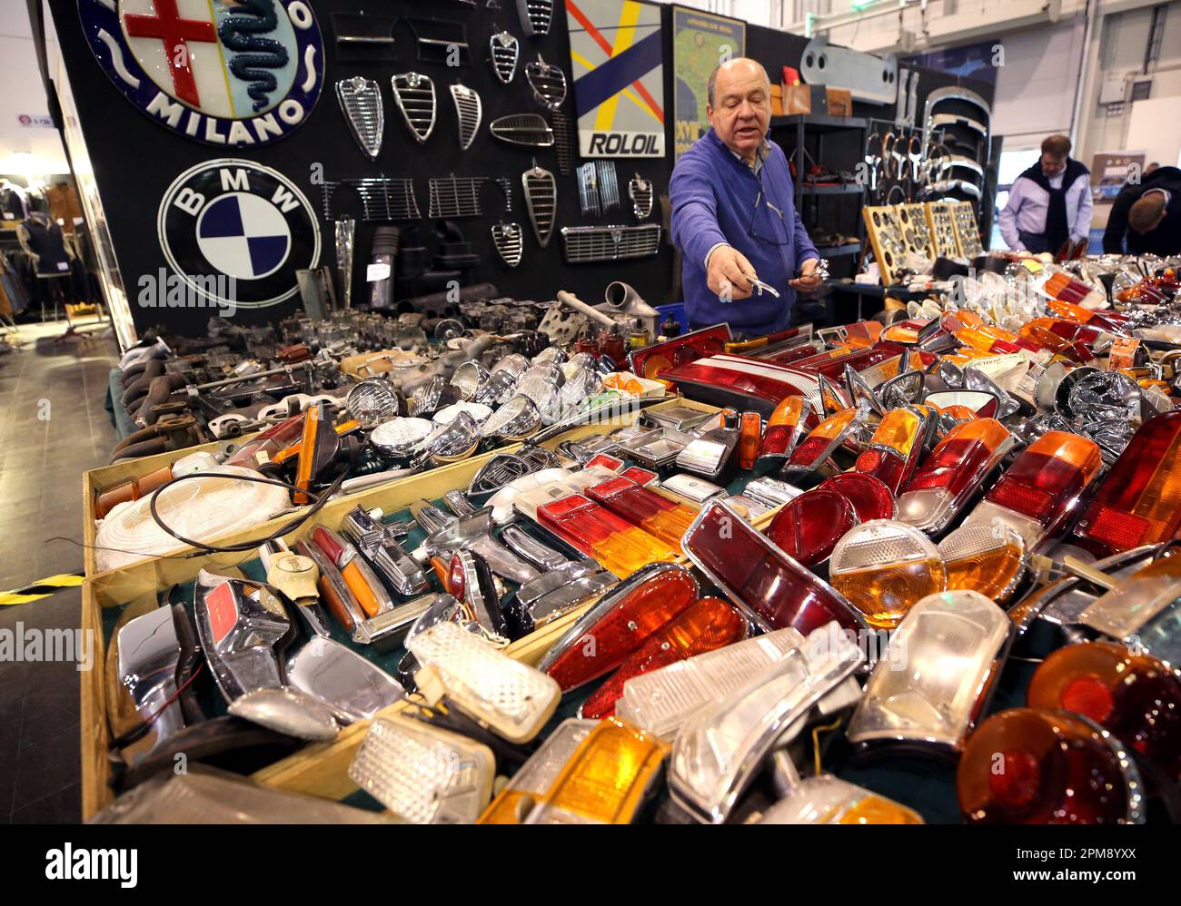 Essen, Germany. 12th Apr, 2023. Original spare parts for classic cars