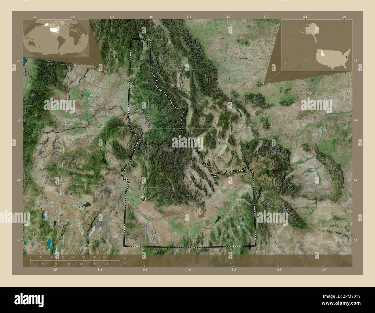 Idaho, state of United States of America. High resolution satellite map ...