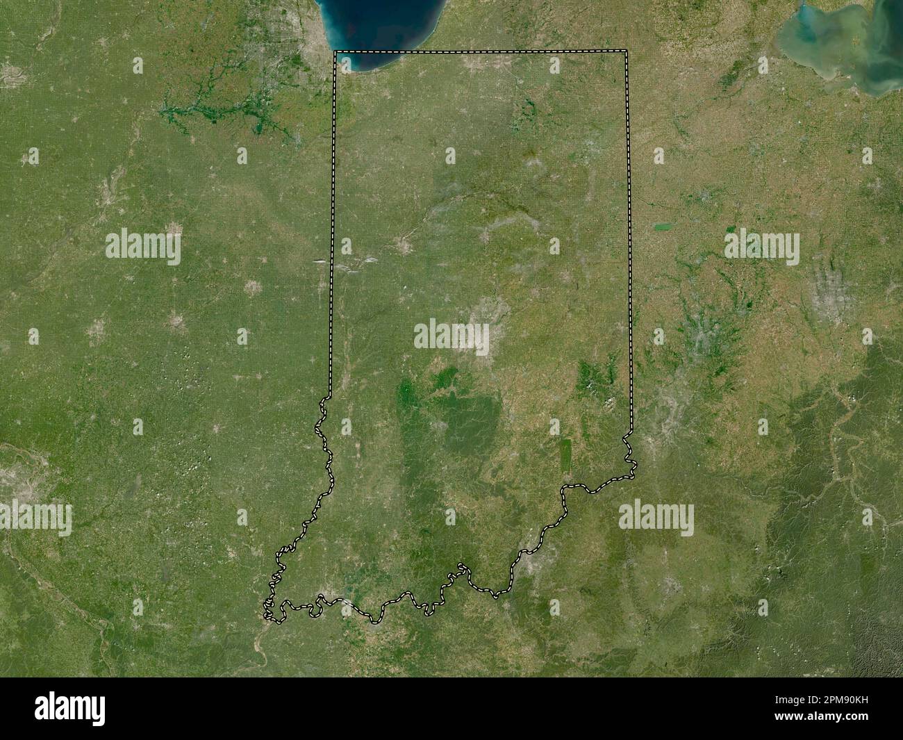 Indiana, state of United States of America. Low resolution satellite map Stock Photo