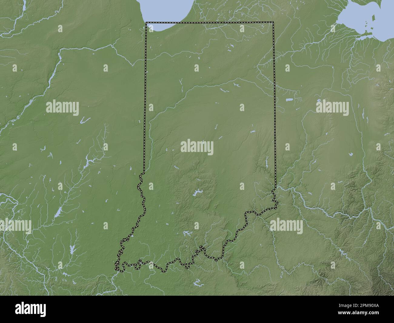 Indiana state of United States - Indiana State Of United States Of America Elevation Map Colored In Wiki Style With Lakes And Rivers 2PM90XA 