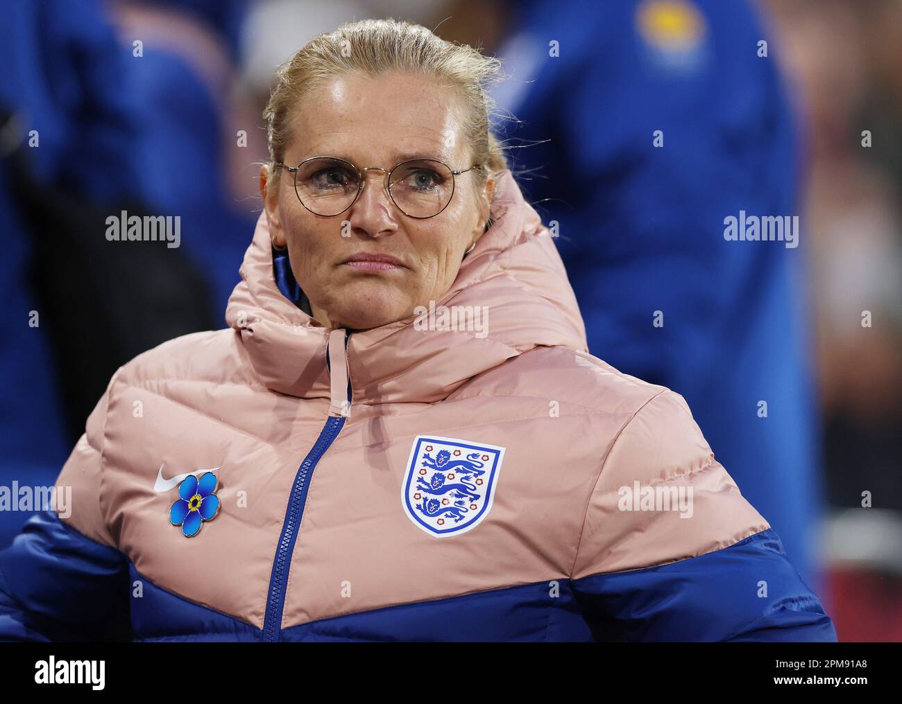 London, UK. 11th Apr, 2023. Sarina Wiegman coach of England during the International Friendly match at Gtech Community Stadium, London. Picture credit should read: Paul Terry/Sportimage Credit: Sportimage/Alamy Live News Stock Photo