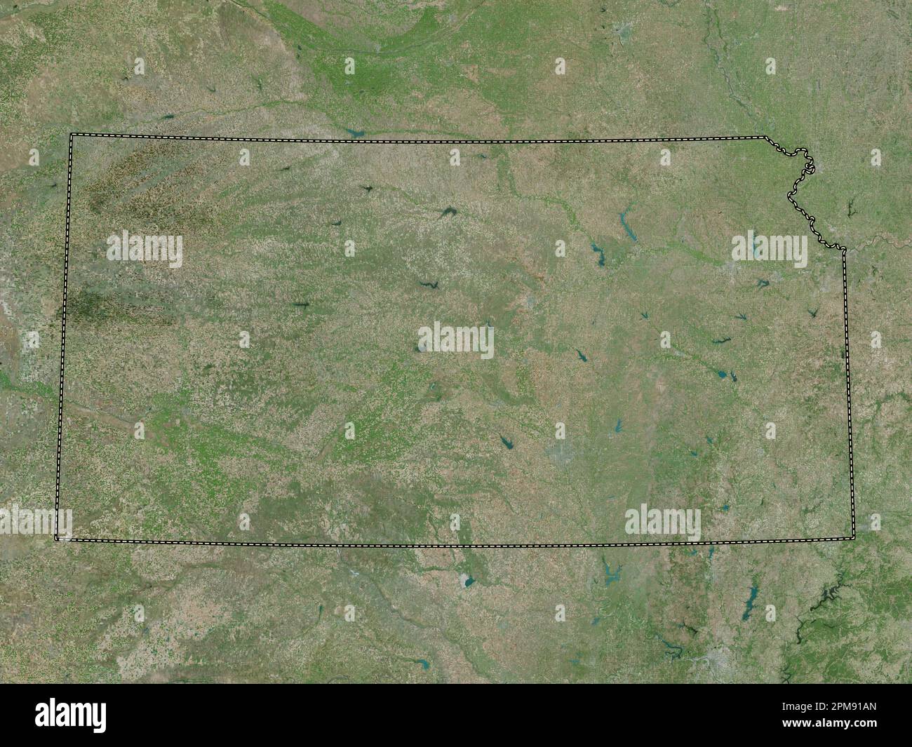 Kansas state of United States - Kansas State Of United States Of America High Resolution Satellite Map 2PM91AN 