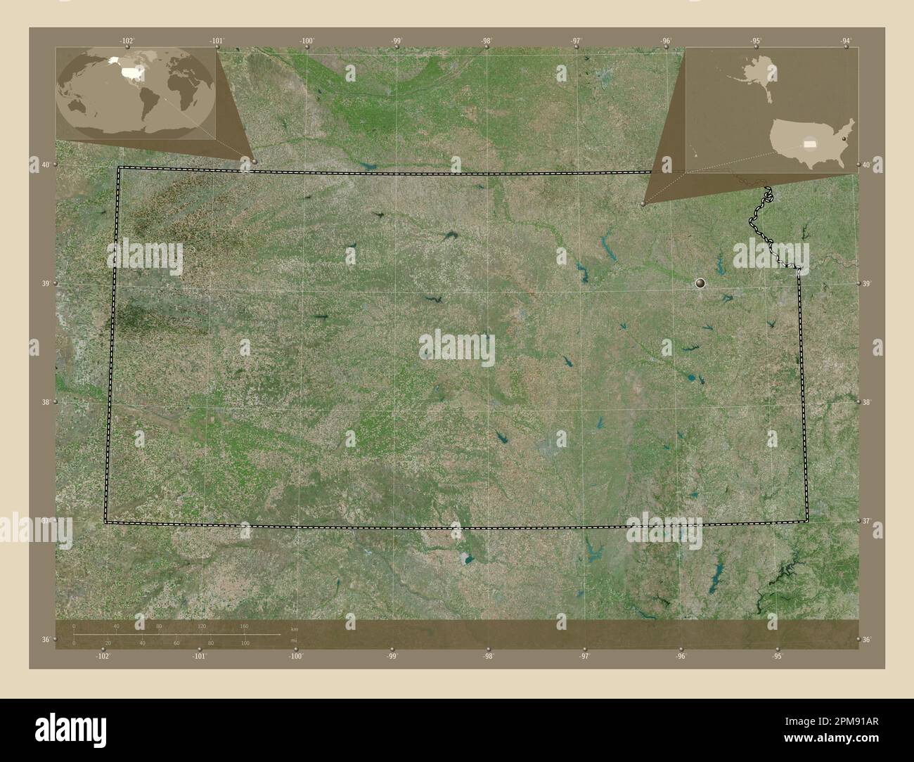 Kansas, state of United States of America. High resolution satellite