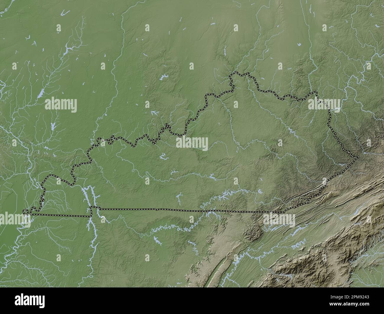 Kentucky state of United States - Kentucky State Of United States Of America Elevation Map Colored In Wiki Style With Lakes And Rivers 2PM9243 