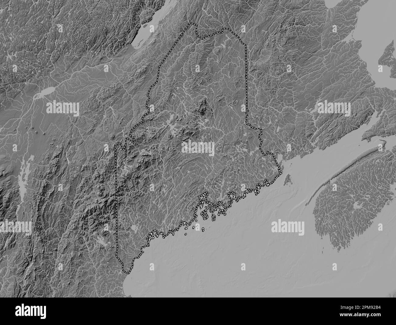 Maine state of United States of - Maine State Of United States Of America Bilevel Elevation Map With Lakes And Rivers 2PM92B4