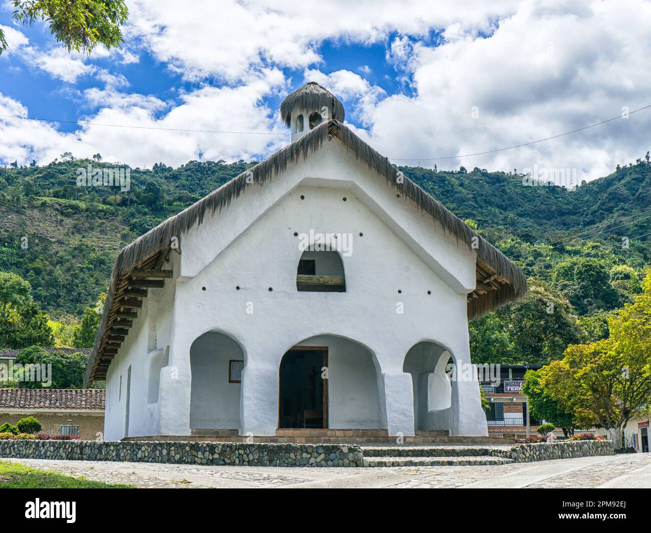 Adobe church in San Andres di Pisimbala, Tierradentro, Colombia Stock Photo