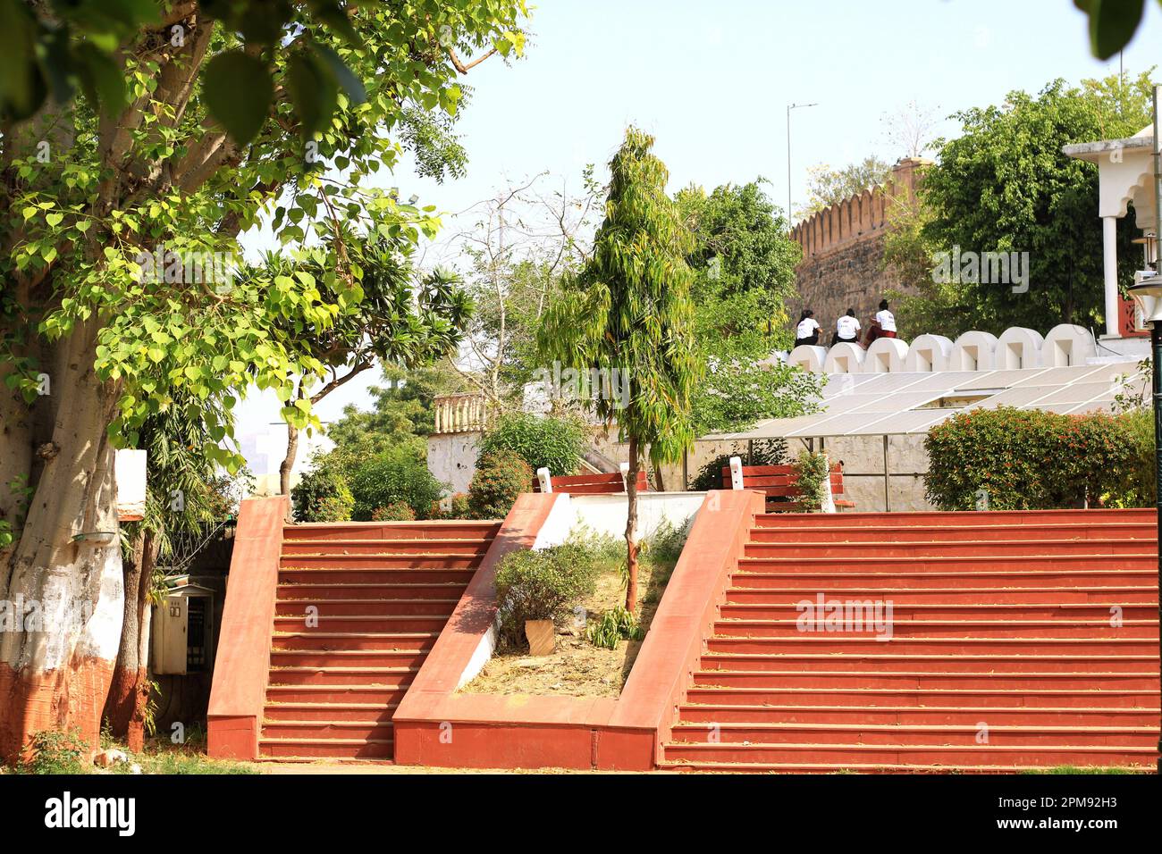 Chennai, Tamil Nadu, India 11 Apr 2023 Green grass and trees in public