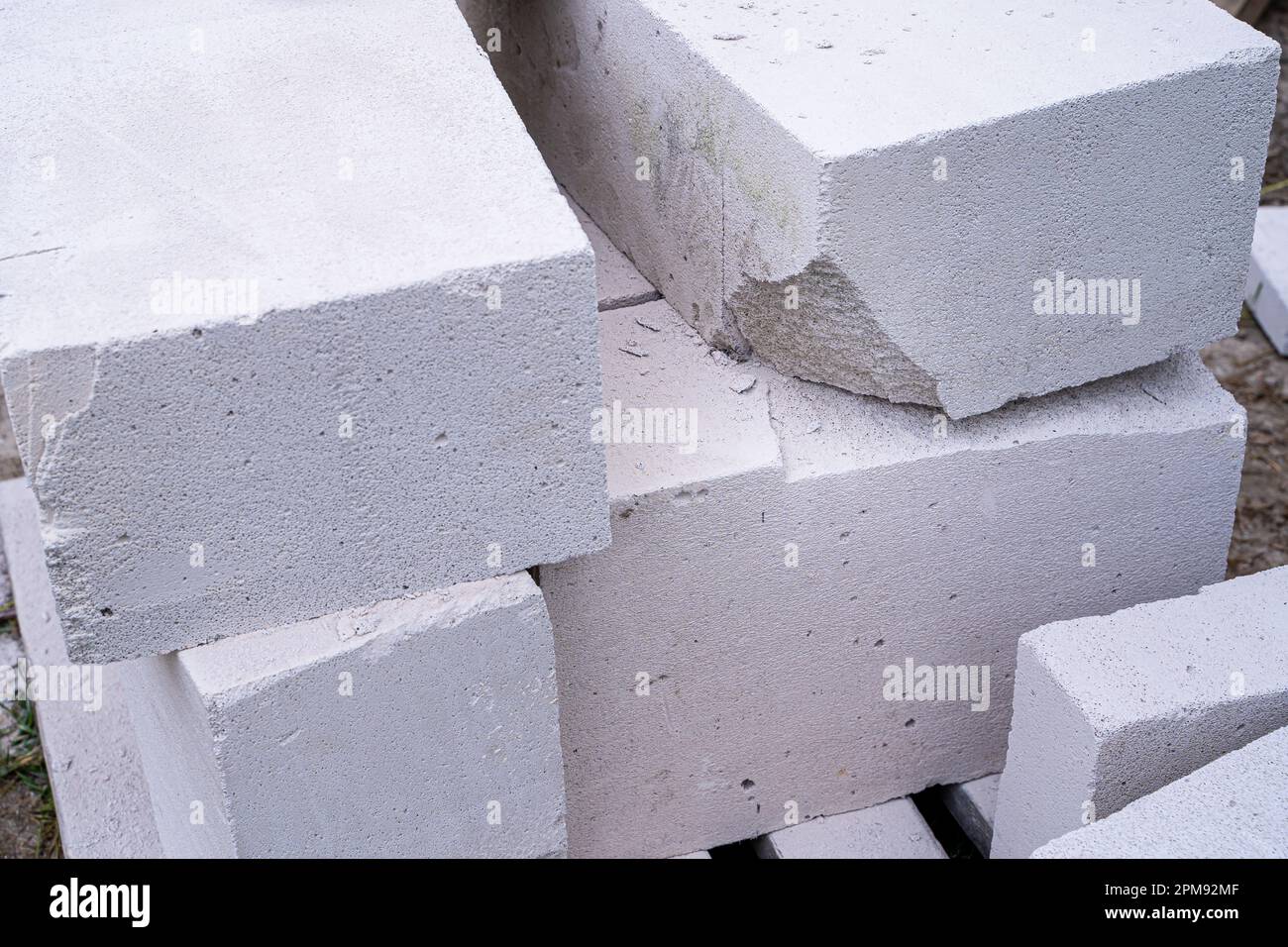 Poor quality aerated concrete brick with chips. Bad aerated concrete