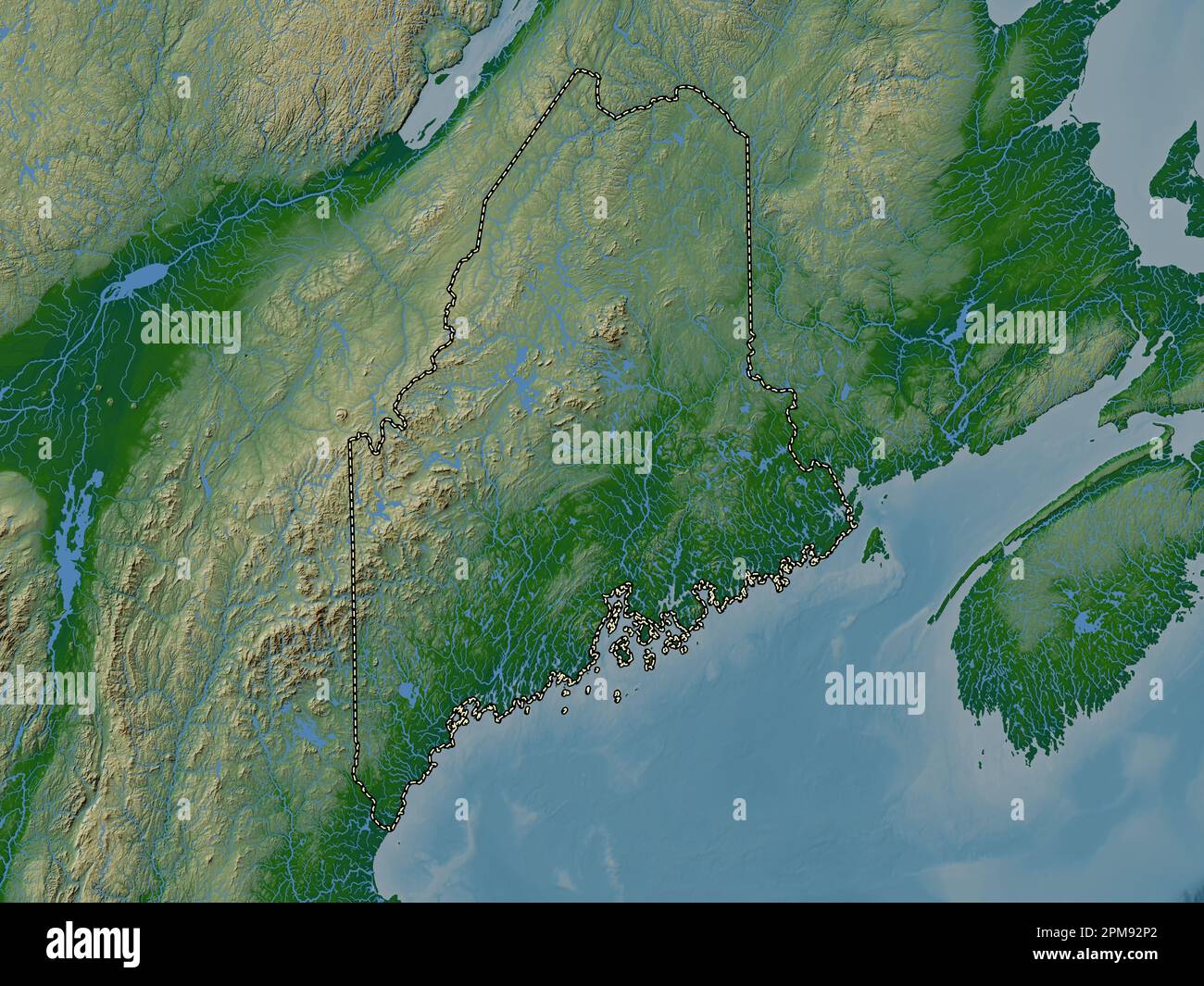 Maine state of United States of - Maine State Of United States Of America Colored Elevation Map With Lakes And Rivers 2PM92P2