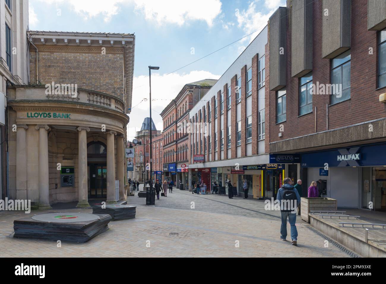 Shops in the pedestrianised Vicar Street in Kidderminster