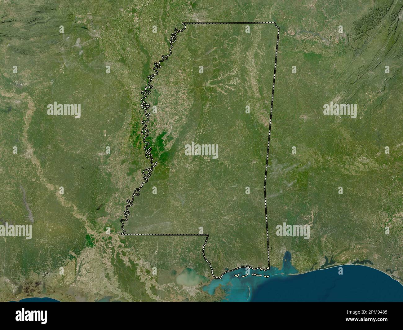 Mississippi, state of United States of America. Low resolution satellite map Stock Photo
